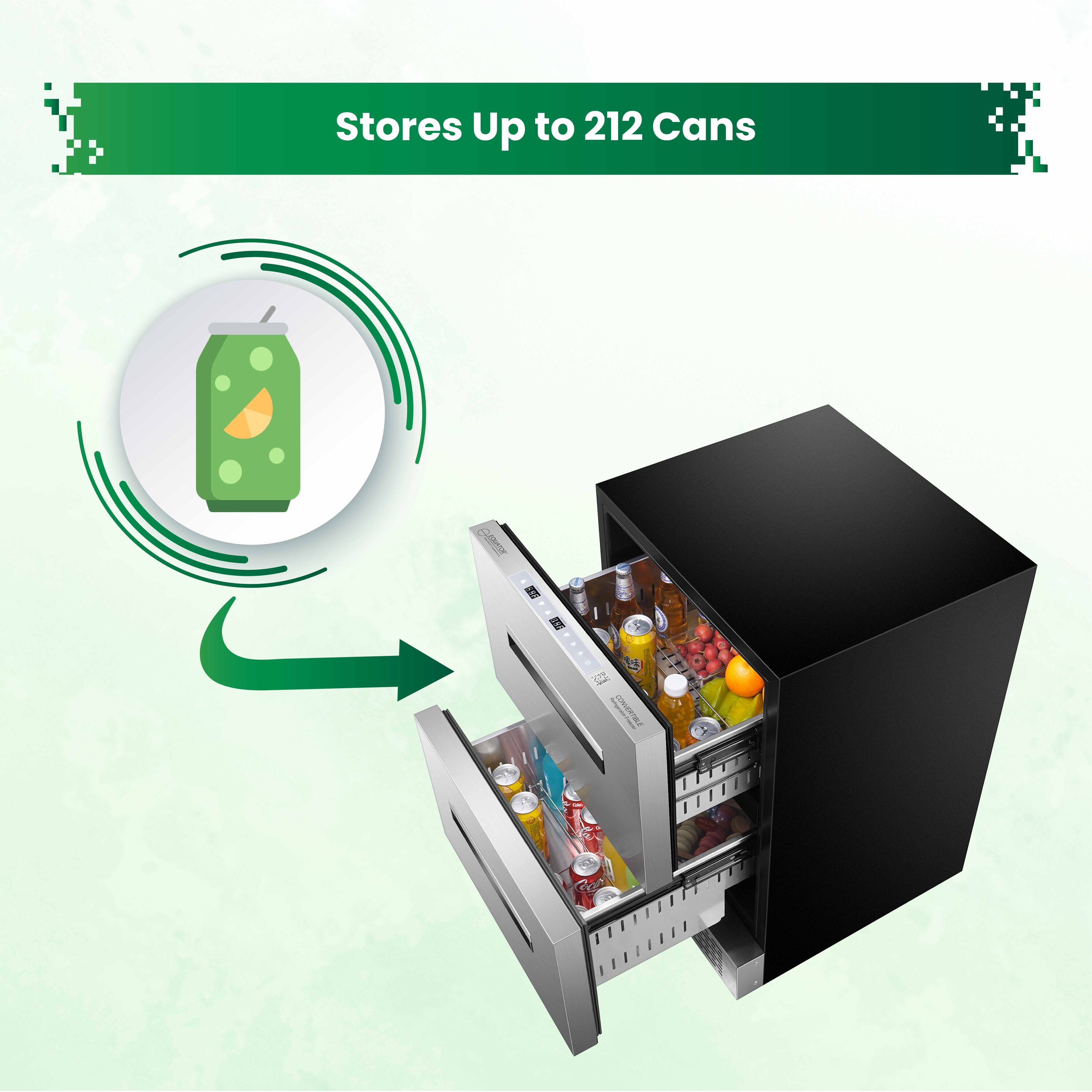 Refrigerador de cajón empotrable/autónomo de 24 pulgadas con 2 cajones, acero inoxidable