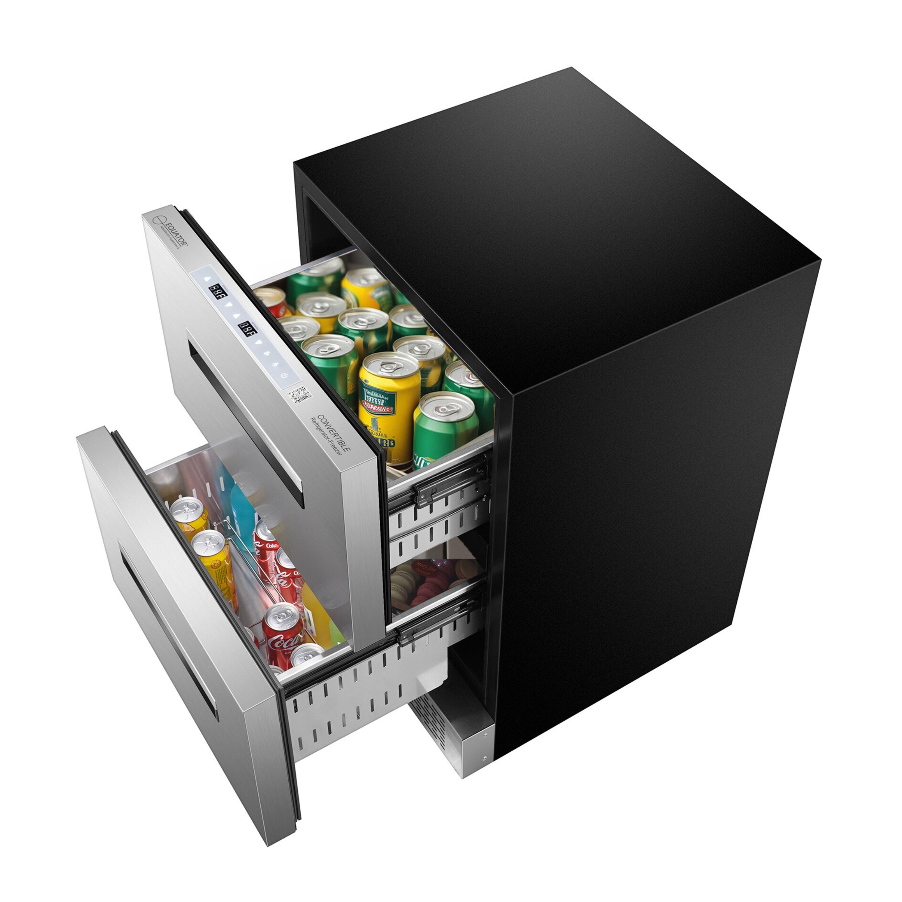 Refrigerador de cajón empotrable/autónomo de 24 pulgadas con 2 cajones, acero inoxidable