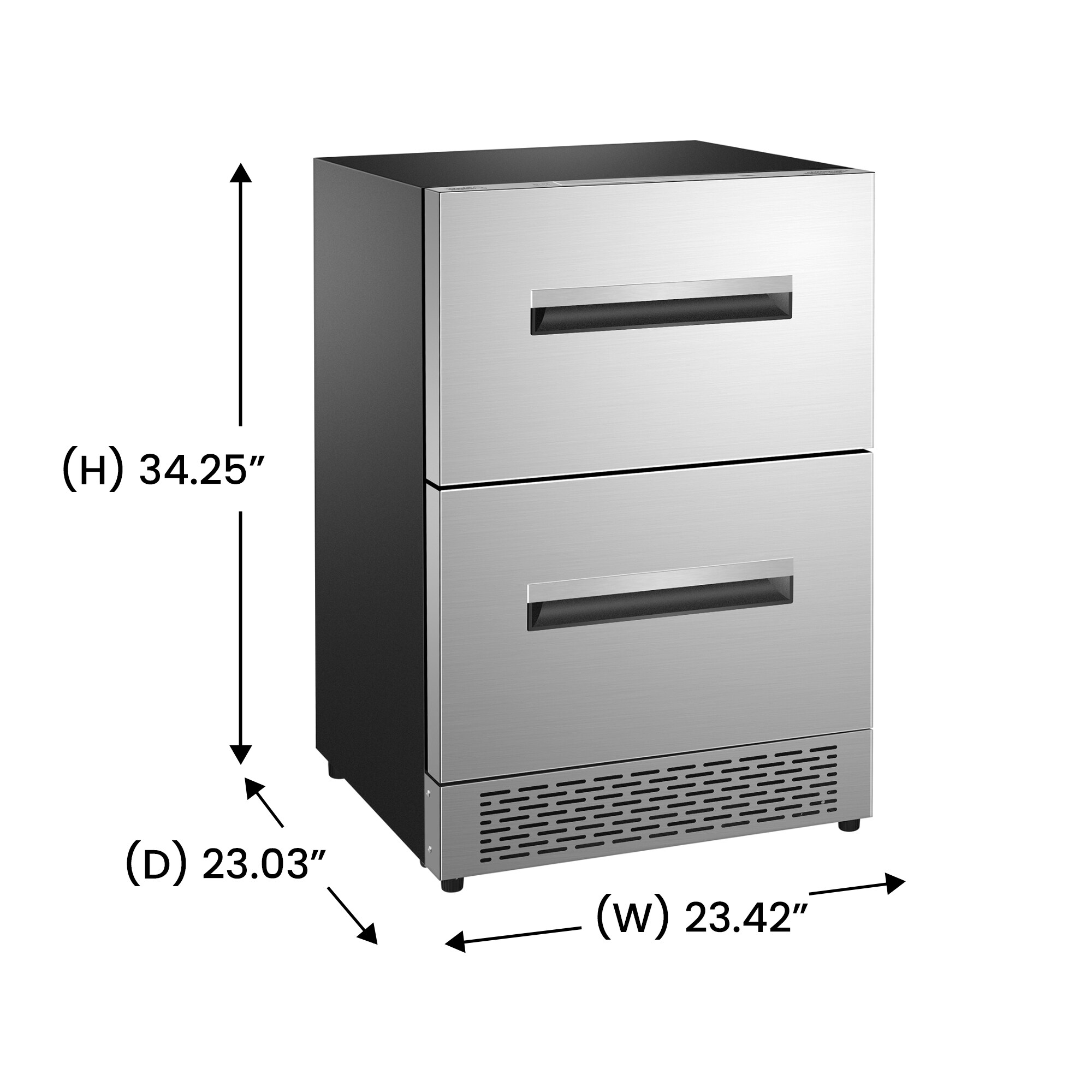 Refrigerador de cajón empotrable/autónomo de 24 pulgadas con 2 cajones, acero inoxidable