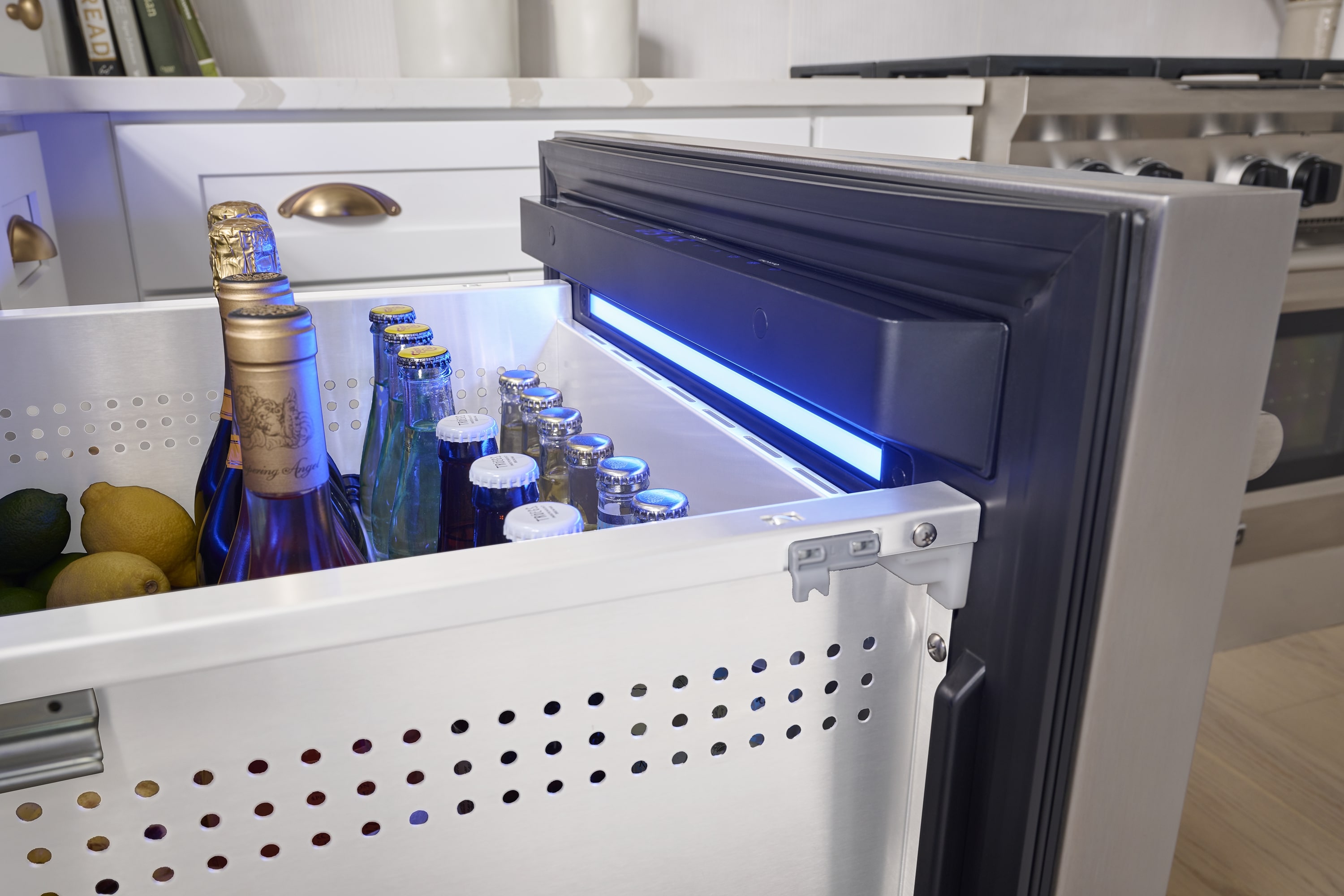 Refrigerador empotrado de 24 pulgadas con 2 cajones de acero inoxidable de zona única por Zephyr Presrv