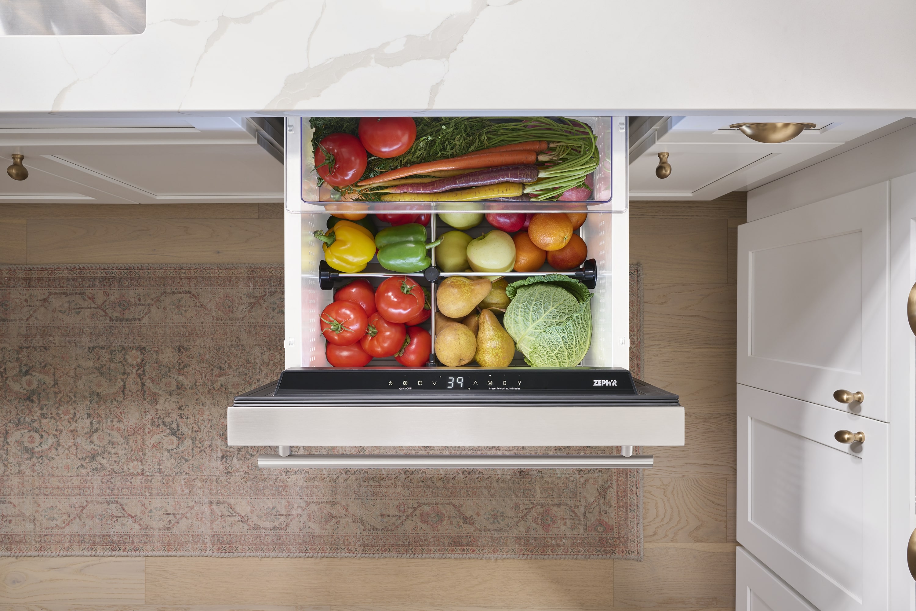 Refrigerador empotrado de 24 pulgadas con 2 cajones de acero inoxidable de zona única por Zephyr Presrv
