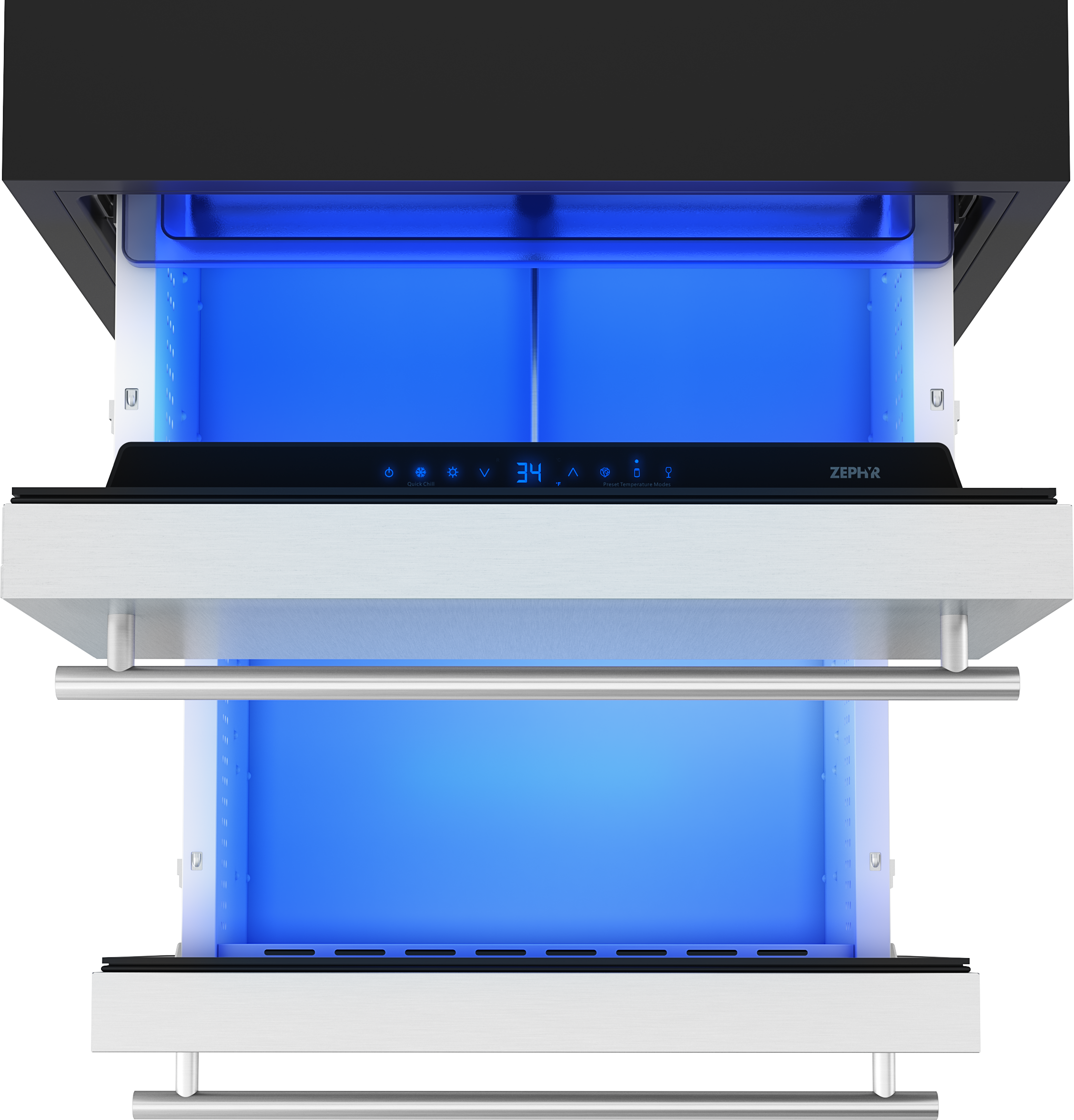 Refrigerador empotrado de 24 pulgadas con 2 cajones de acero inoxidable de zona única por Zephyr Presrv