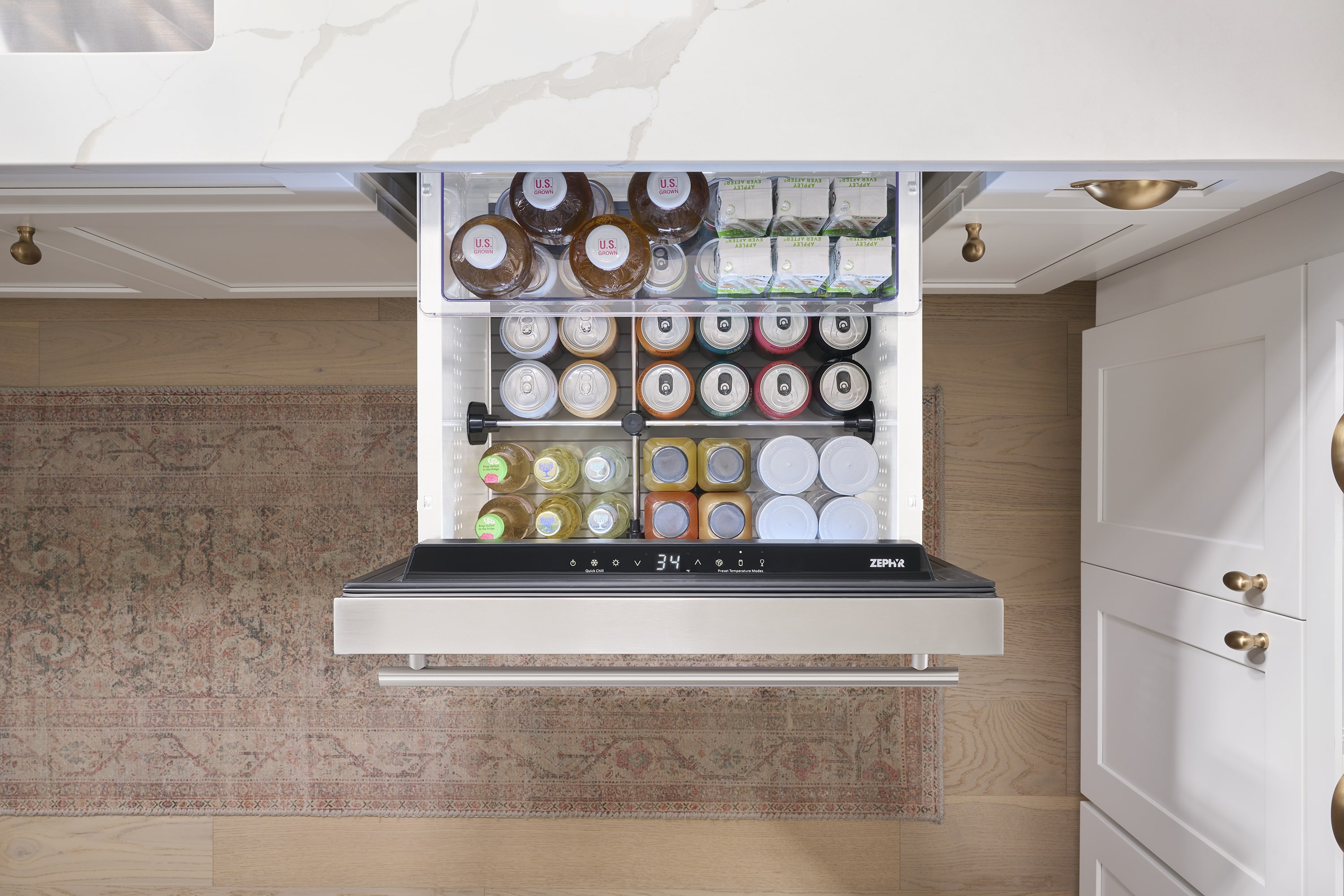Refrigerador empotrado de 24 pulgadas con 2 cajones de acero inoxidable de zona única por Zephyr Presrv