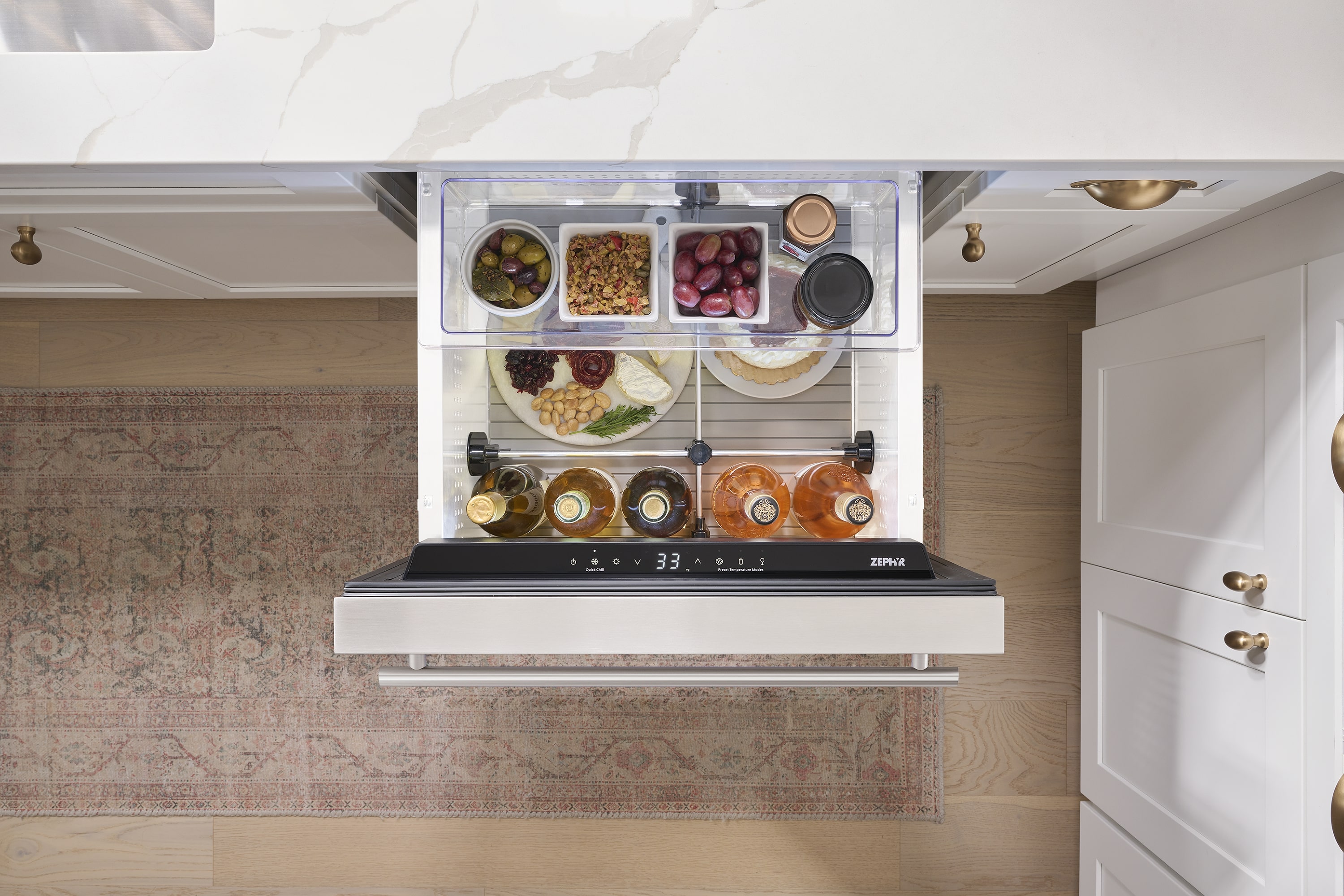 Refrigerador empotrado de 24 pulgadas con 2 cajones de acero inoxidable de zona única por Zephyr Presrv