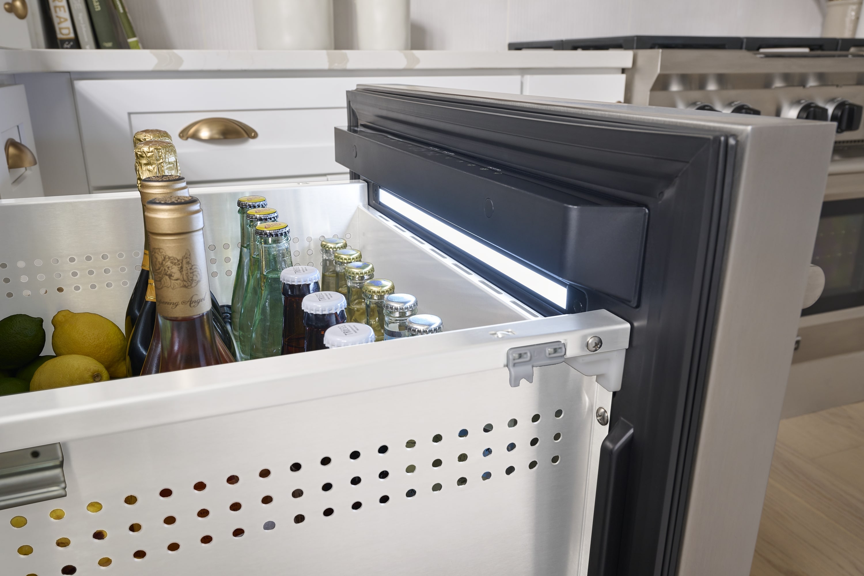 Refrigerador empotrado de 24 pulgadas con 2 cajones de acero inoxidable de zona única por Zephyr Presrv