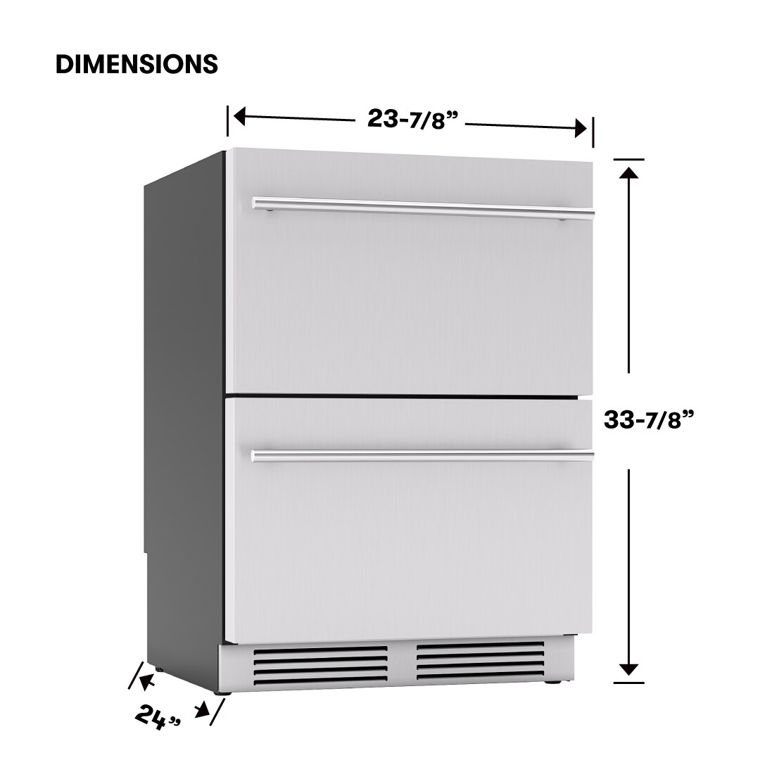 Refrigerador empotrado de 24 pulgadas con 2 cajones de acero inoxidable de zona única por Zephyr Presrv
