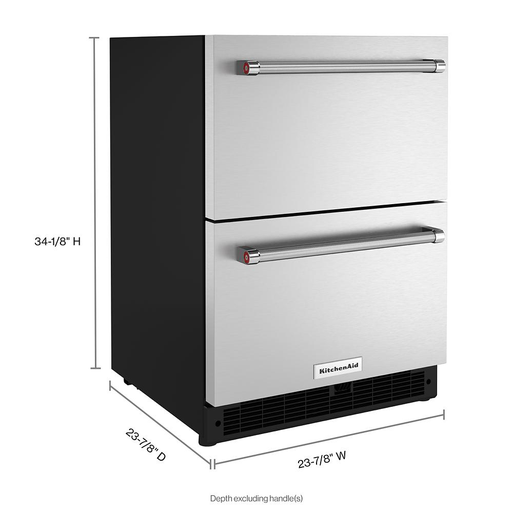 Refrigerador empotrado de 24 pulgadas con 2 cajones de KitchenAid (acero inoxidable) KUDR204KSB