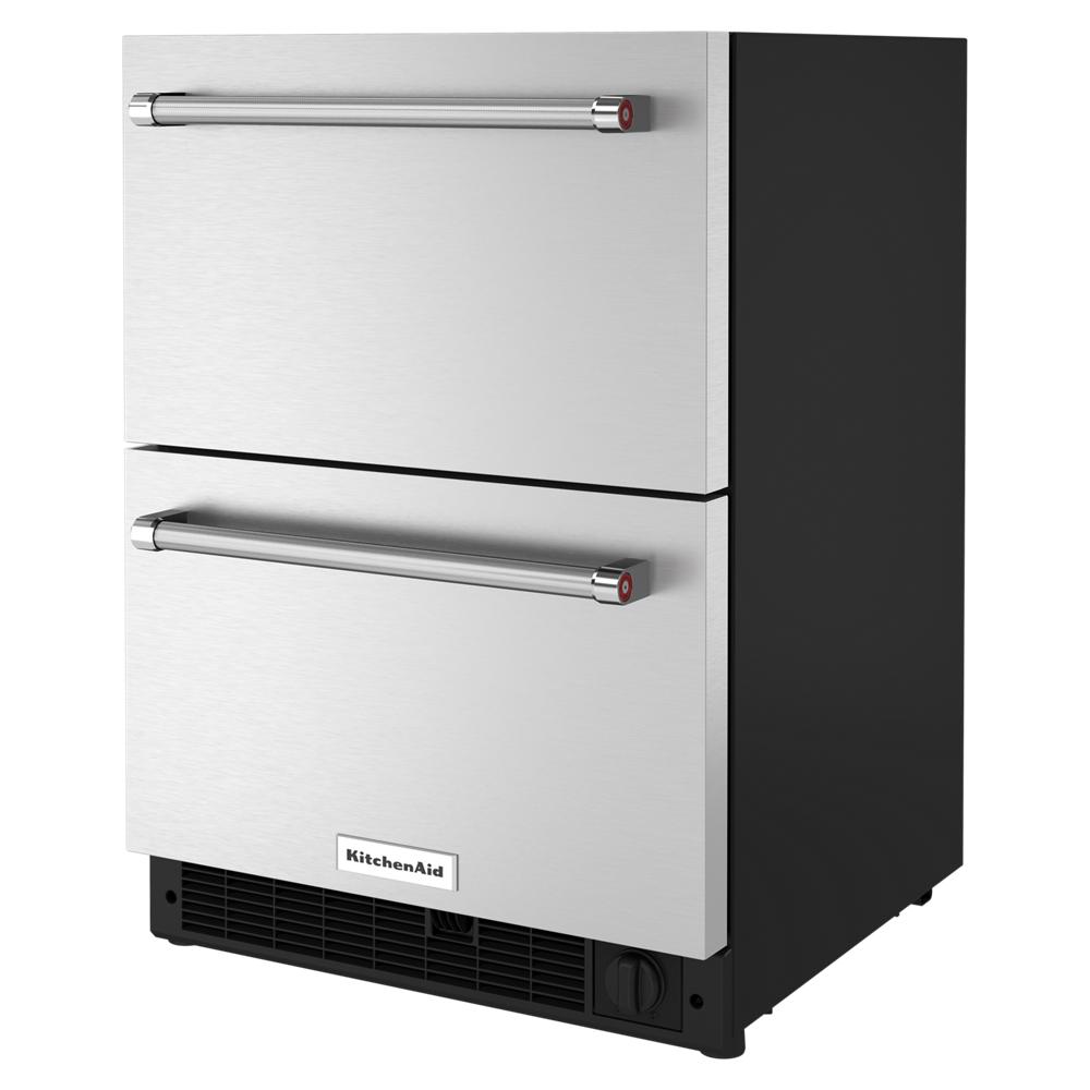 Refrigerador empotrado de 24 pulgadas con 2 cajones de KitchenAid (acero inoxidable)
