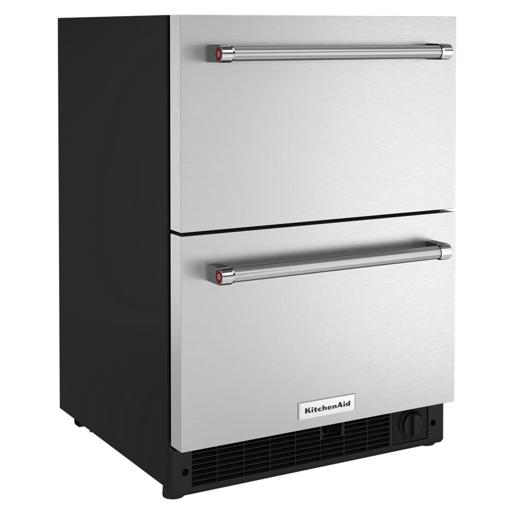 Refrigerador empotrado de 24 pulgadas con 2 cajones de KitchenAid (acero inoxidable)