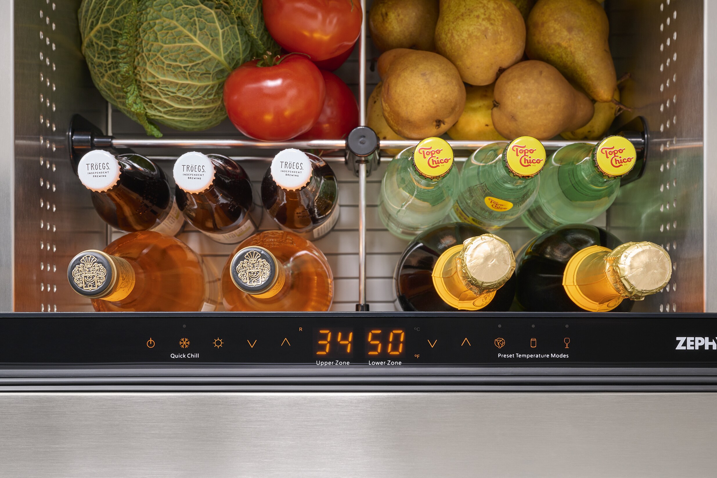Refrigerador Empotrado de 24 pulgadas y 2 cajones para exteriores de doble zona Zephyr Presrv (Acero Inoxidable)