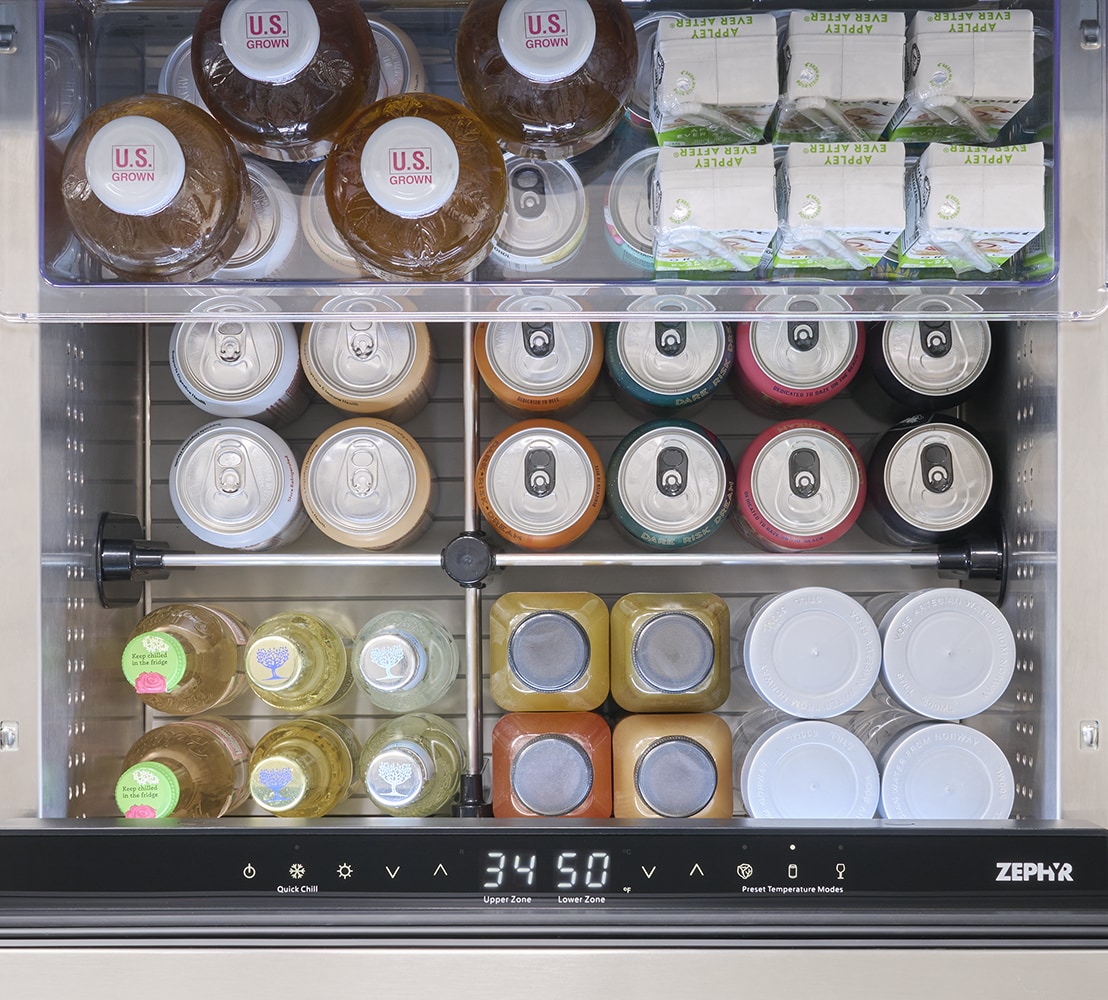 Refrigerador Empotrado de 24 pulgadas y 2 cajones para exteriores de doble zona Zephyr Presrv (Acero Inoxidable)