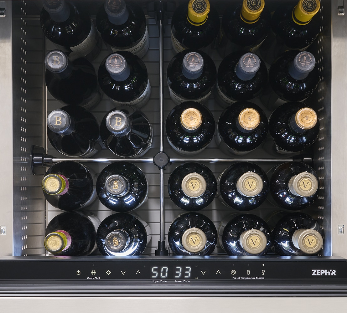 Refrigerador Empotrado de 24 pulgadas y 2 cajones para exteriores de doble zona Zephyr Presrv (Acero Inoxidable)