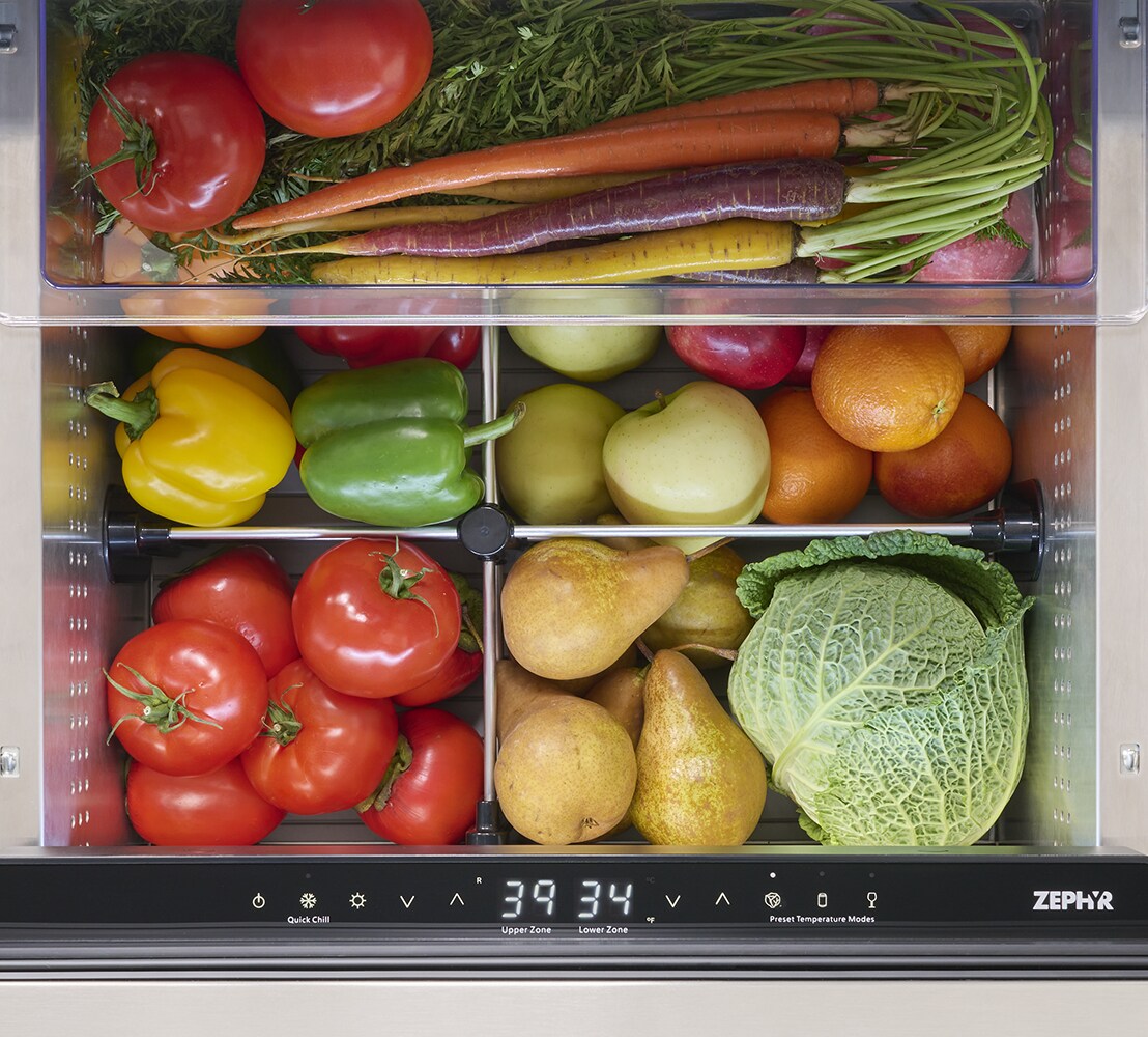 Refrigerador Empotrado de 24 pulgadas y 2 cajones para exteriores de doble zona Zephyr Presrv (Acero Inoxidable)