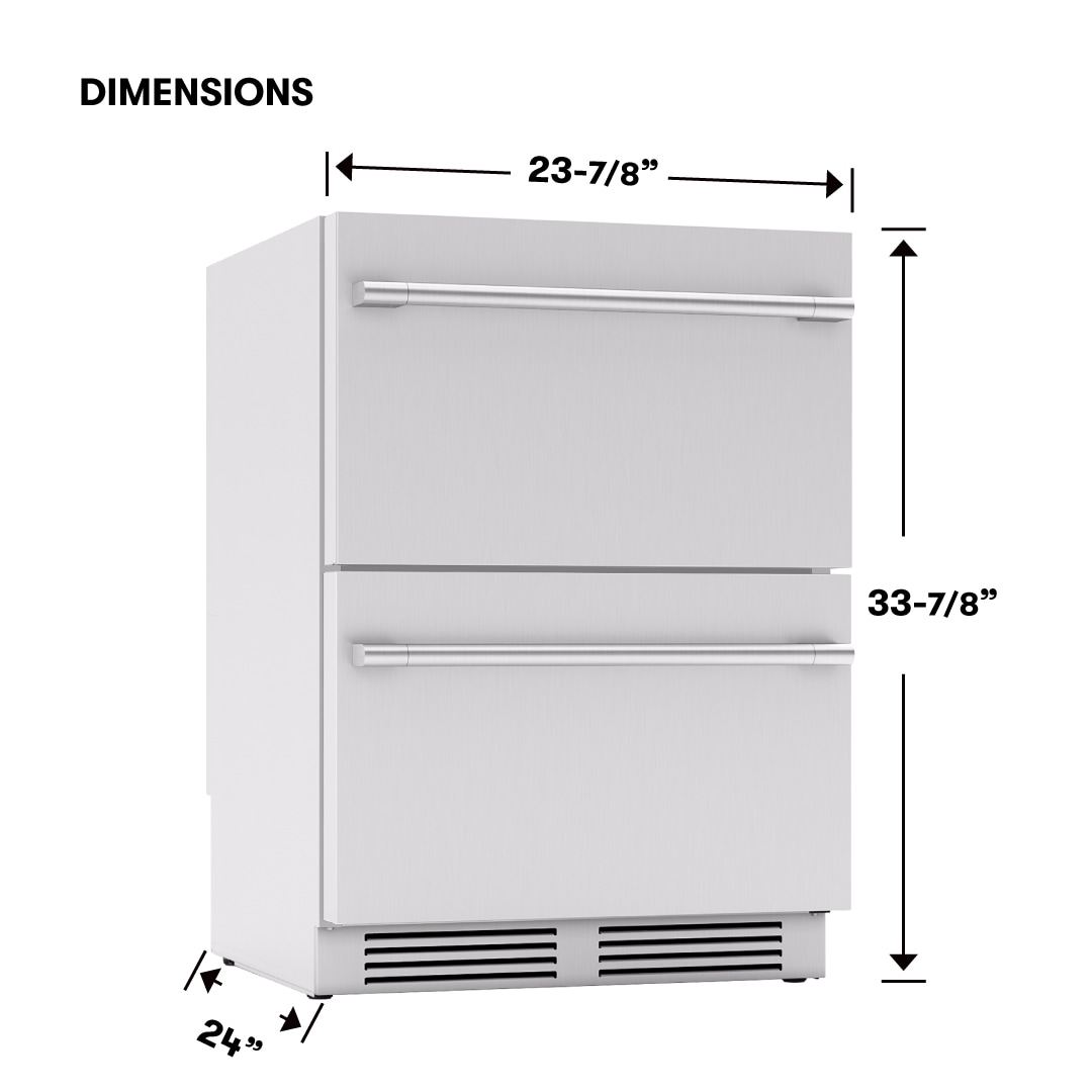 Refrigerador Empotrado de 24 pulgadas y 2 cajones para exteriores de doble zona Zephyr Presrv (Acero Inoxidable)