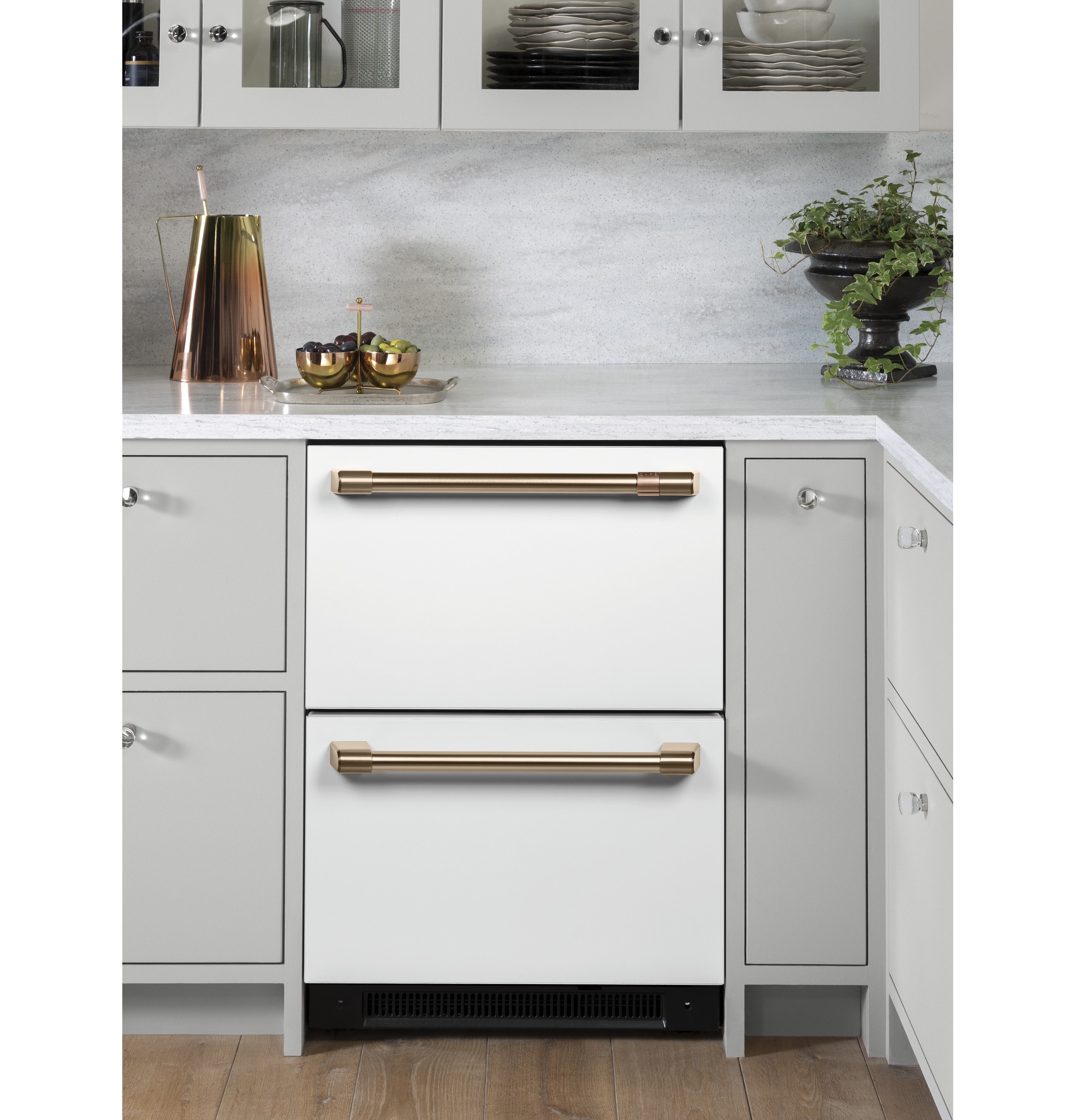 Refrigerador de cajones empotrable o independiente de 24 pulgadas con 2 cajones (blanco mate)