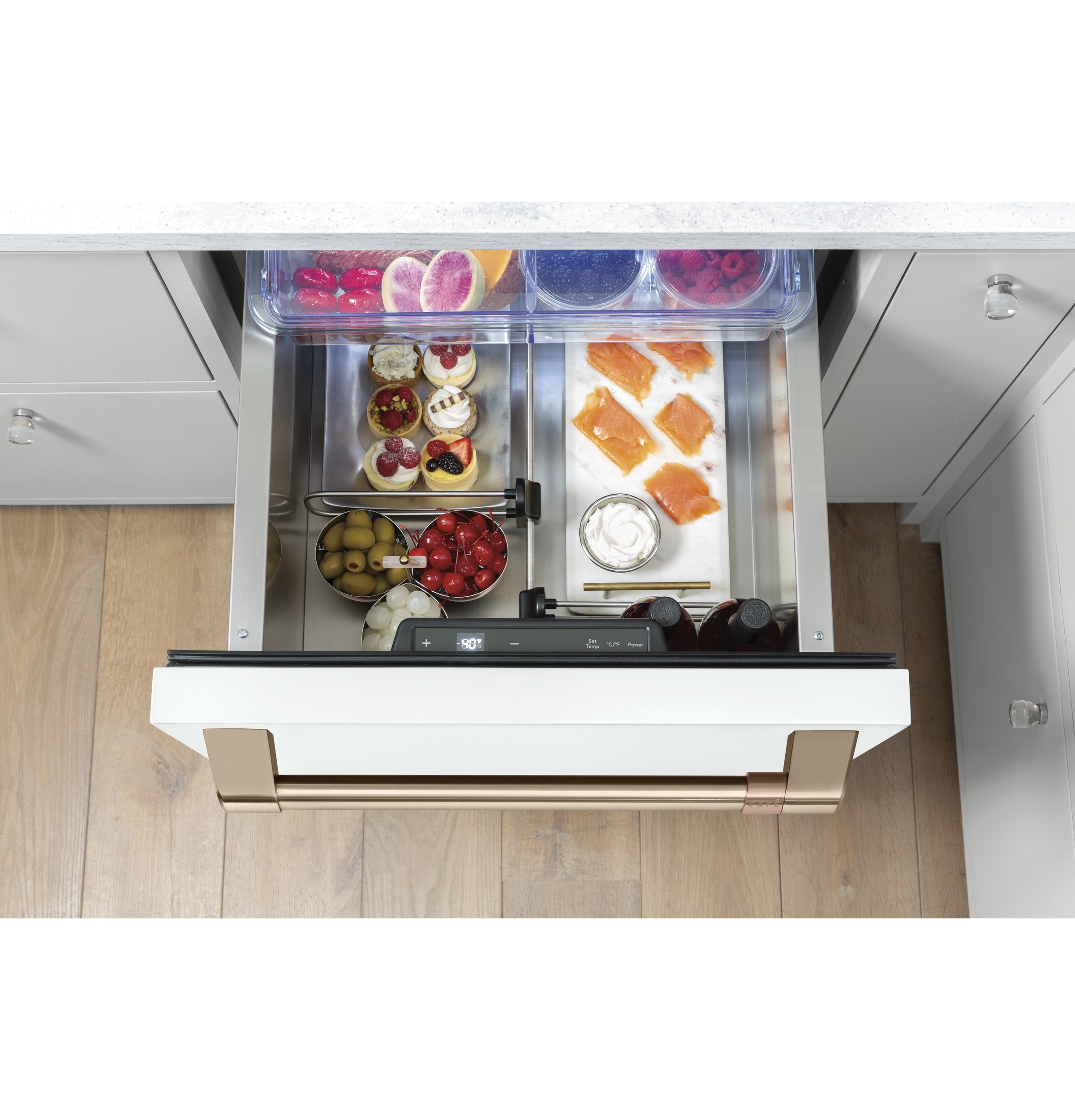 Refrigerador de cajones empotrable o independiente de 24 pulgadas con 2 cajones (blanco mate)