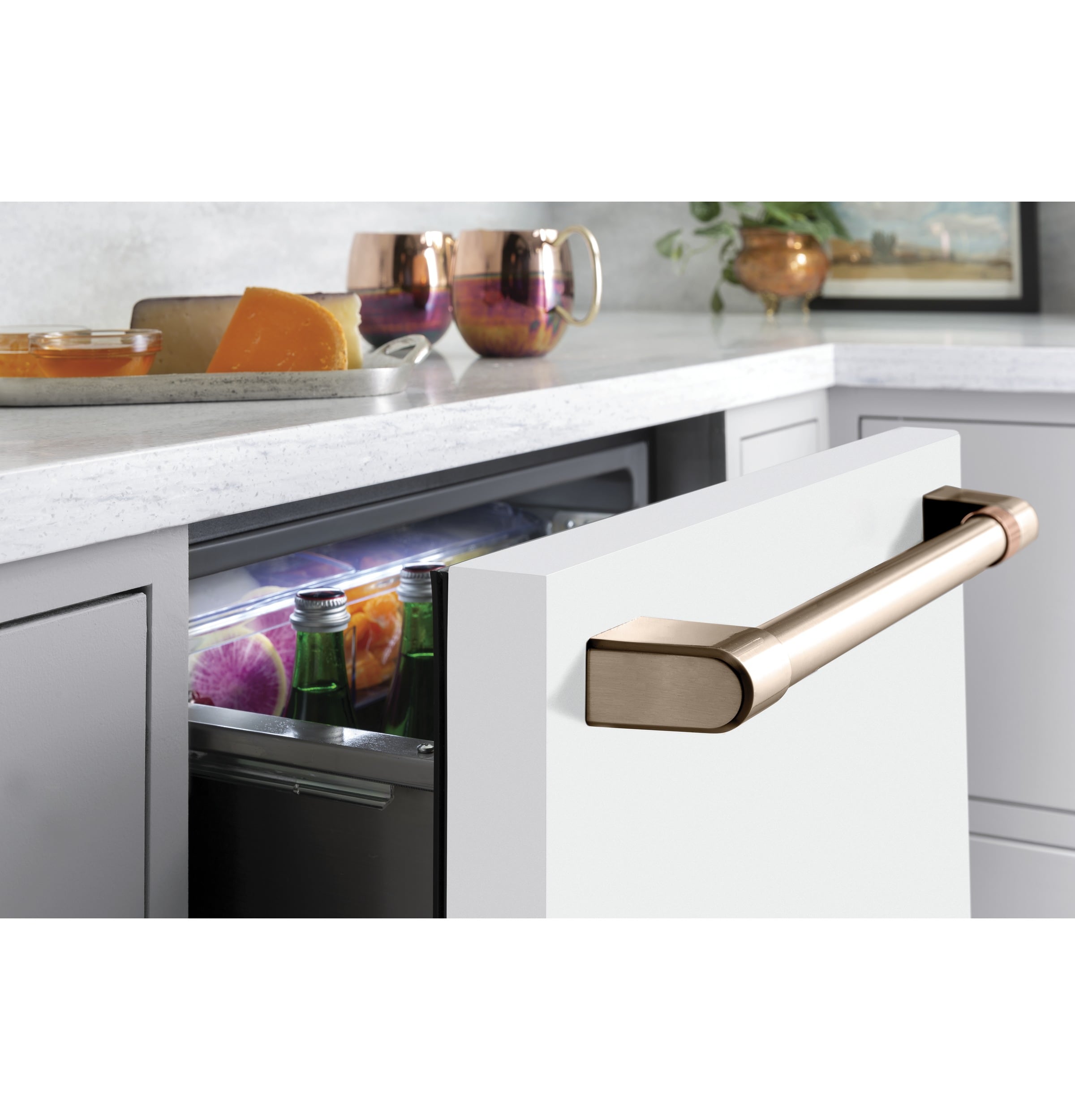 Refrigerador de cajones empotrable o independiente de 24 pulgadas con 2 cajones (blanco mate)