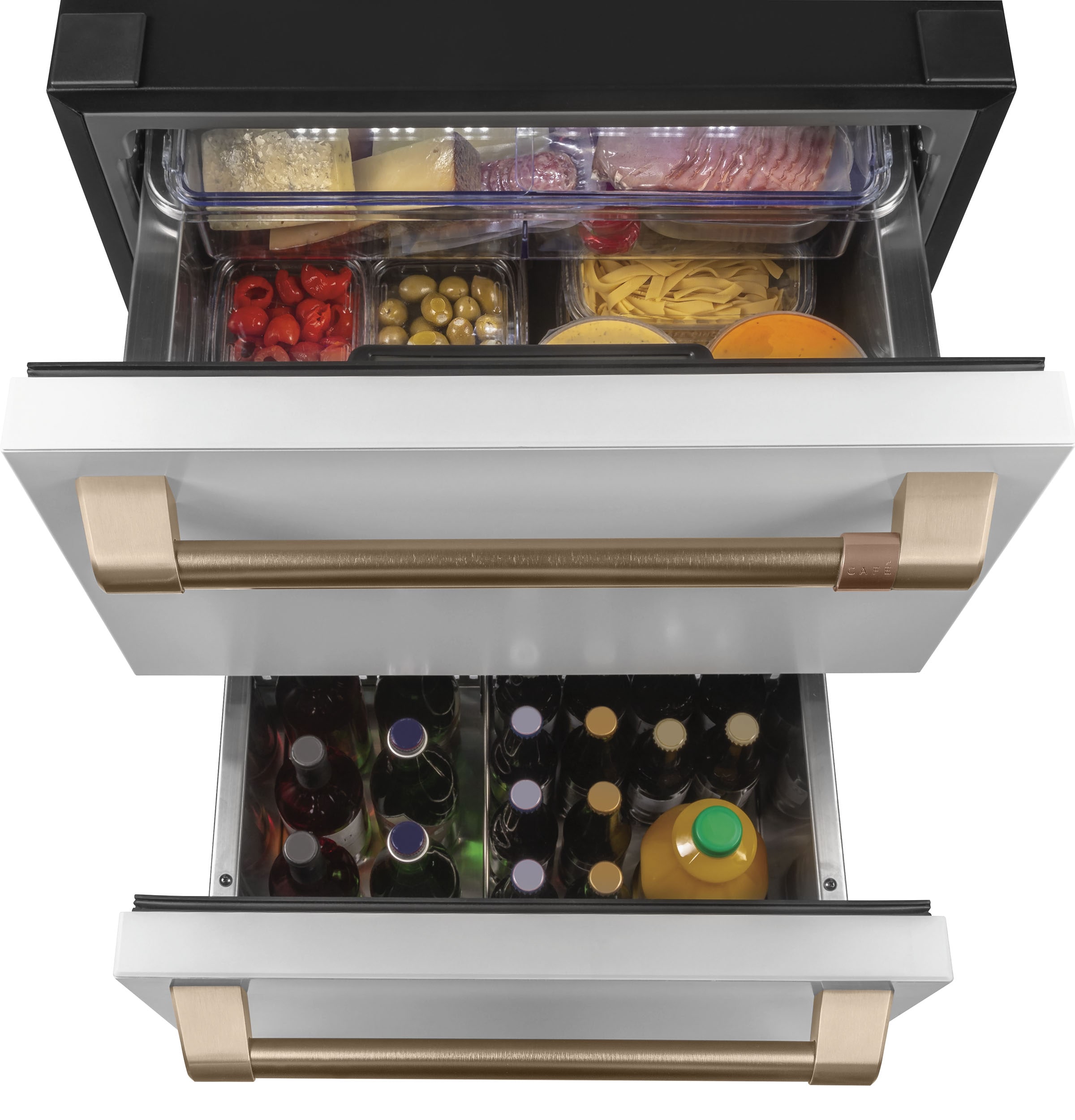 Refrigerador de cajones empotrable o independiente de 24 pulgadas con 2 cajones (blanco mate)
