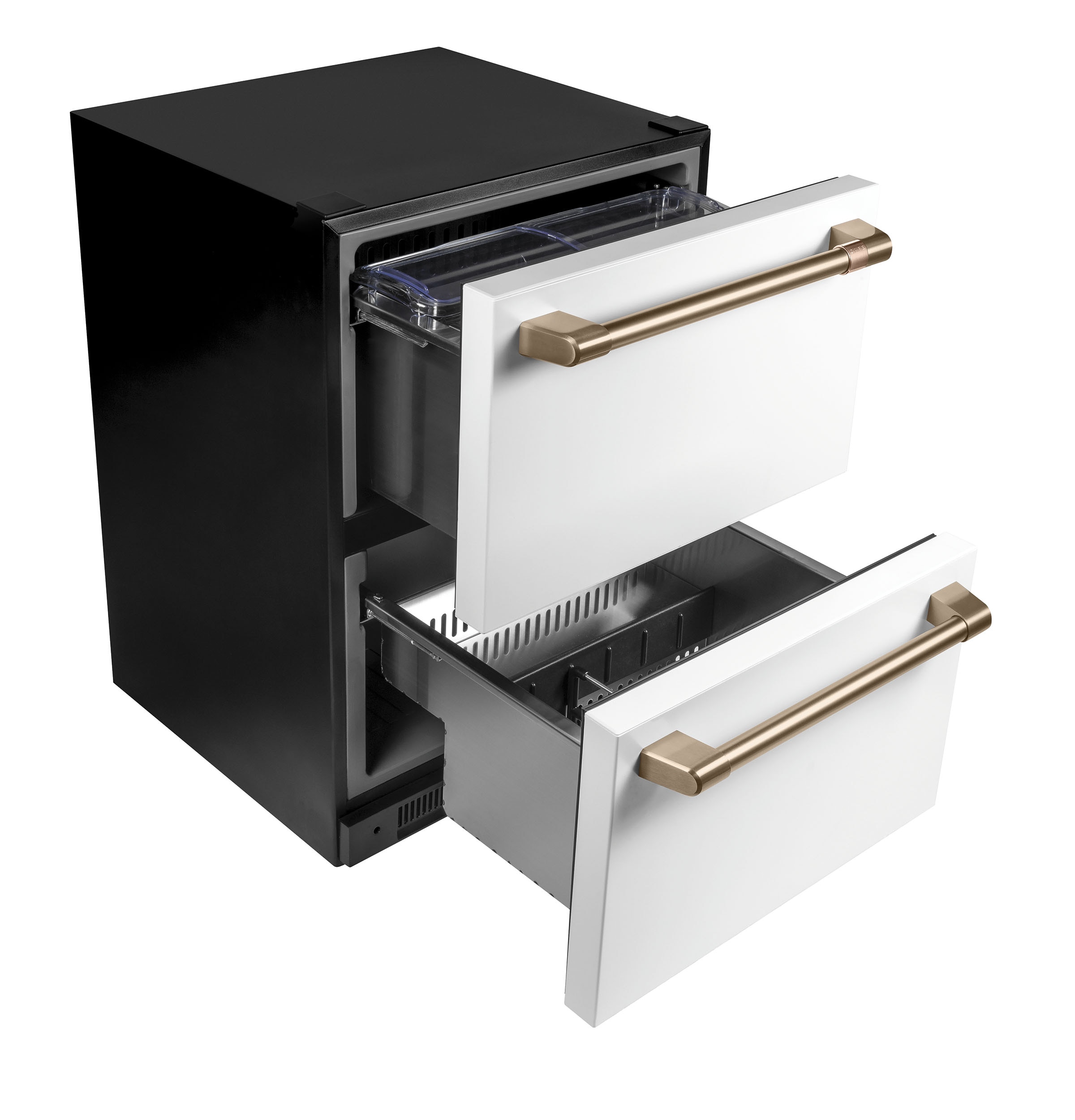 Refrigerador de cajones empotrable o independiente de 24 pulgadas con 2 cajones (blanco mate)