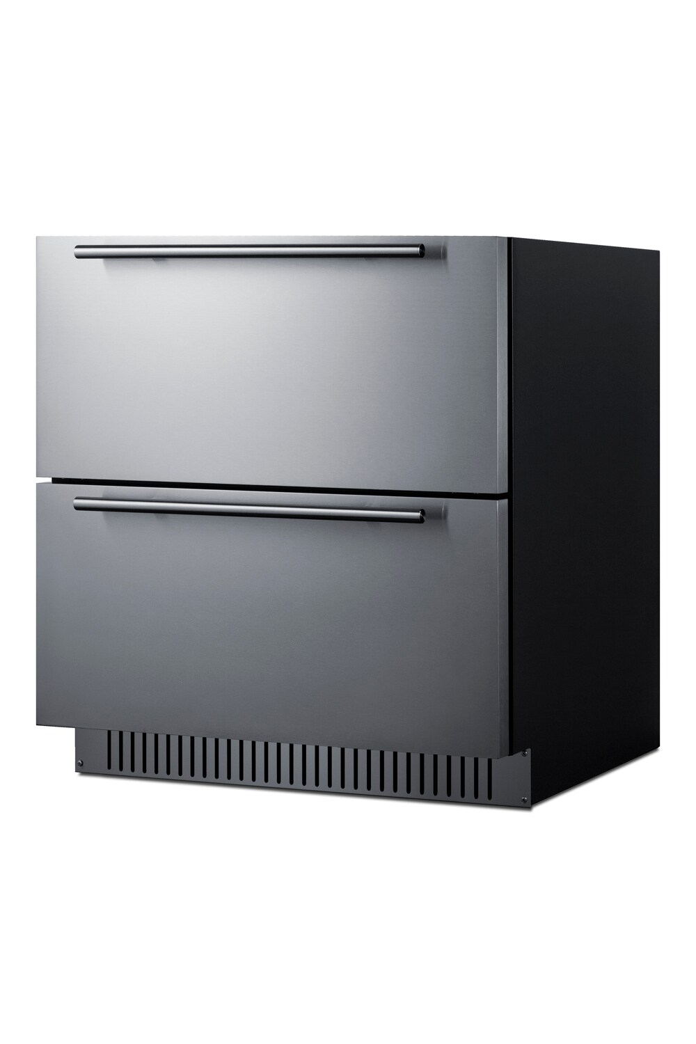 Refrigerador de cajón empotrable/de pie de 30 pulgadas Summit Appliance con 2 cajones (frente de acero inoxidable listo para panel/carcasa negra) SPR3032DADA