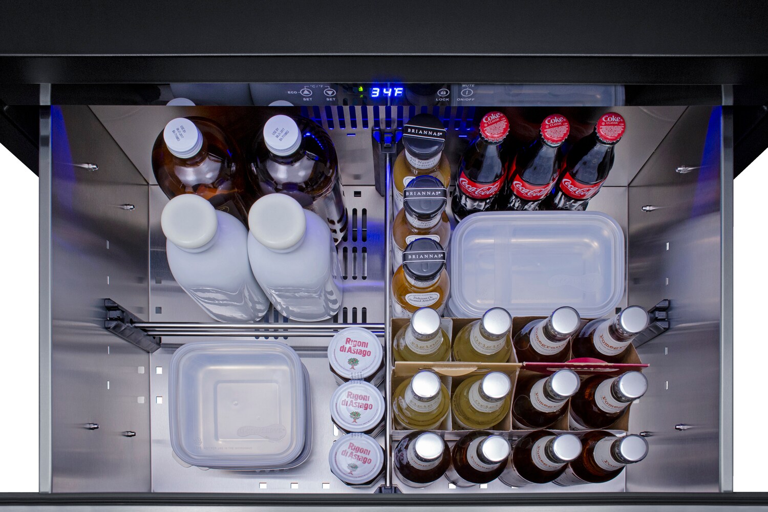 Refrigerador de 2 cajones empotrable o independiente de 30 pulgadas de Summit Appliance (frente de acero inoxidable listo para panel / gabinete negro) SPR3032D