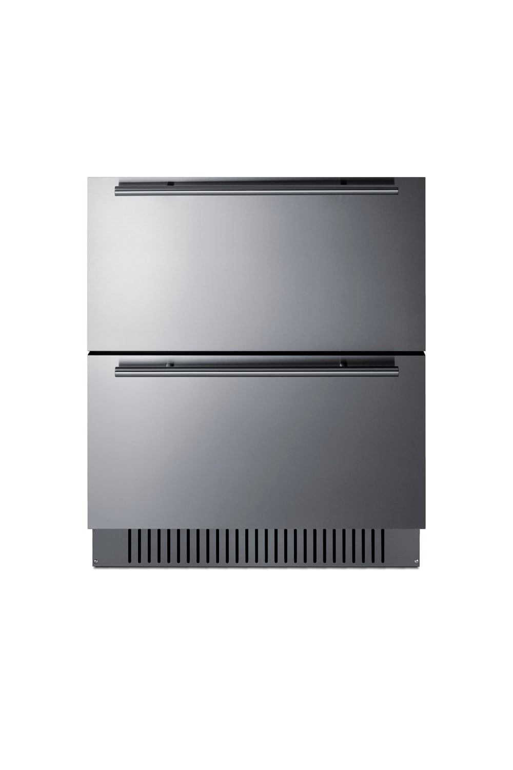 Refrigerador de 27 pulgadas con 2 cajones, empotrable o independiente (con frente de acero inoxidable listo para panel y gabinete negro) Summit SPR275OS2DADA