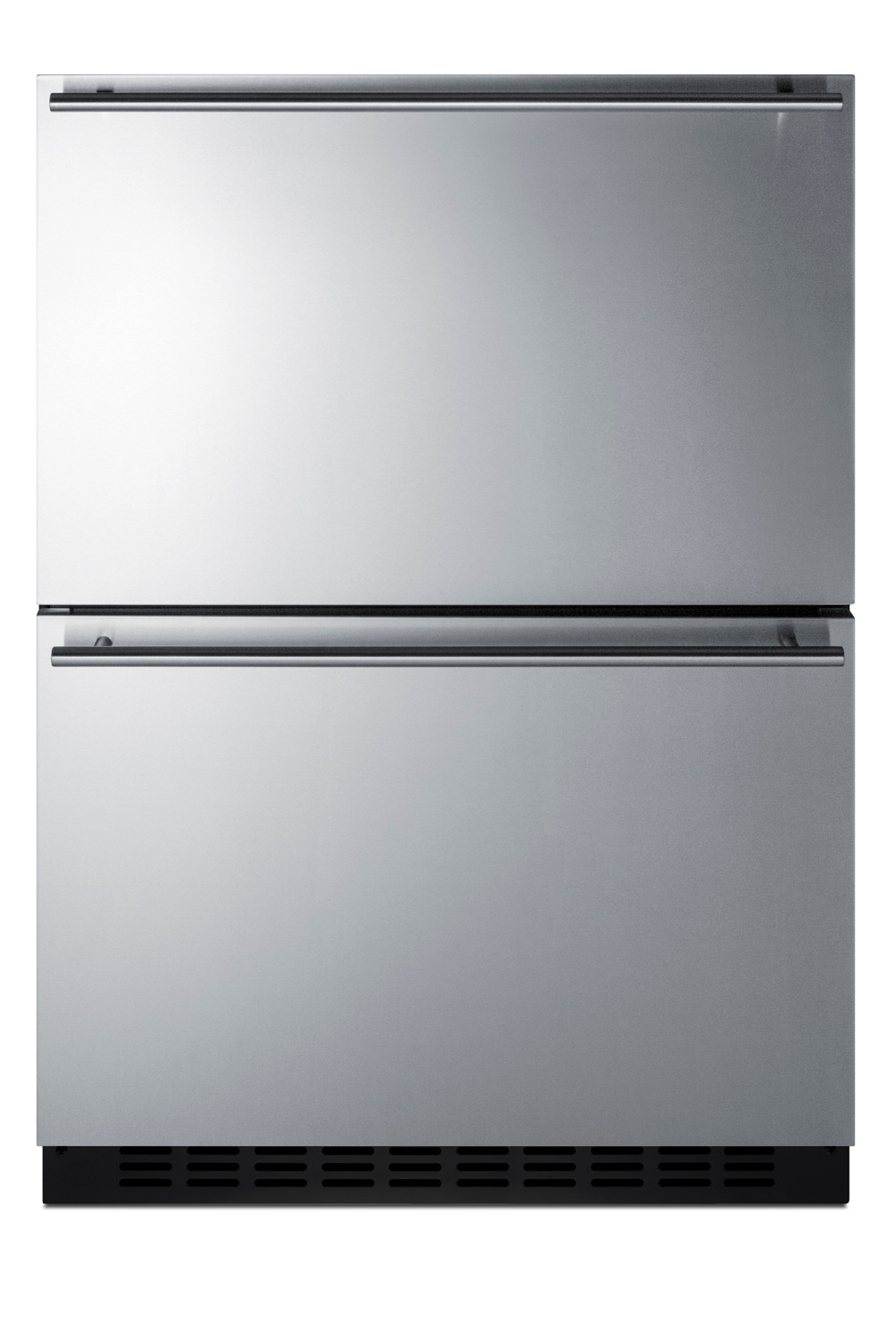 Refrigerador empotrable o independiente de 24 pulgadas con 2 cajones (frontal de acero inoxidable listo para panel/negro) ADRF244 de Summit Appliance