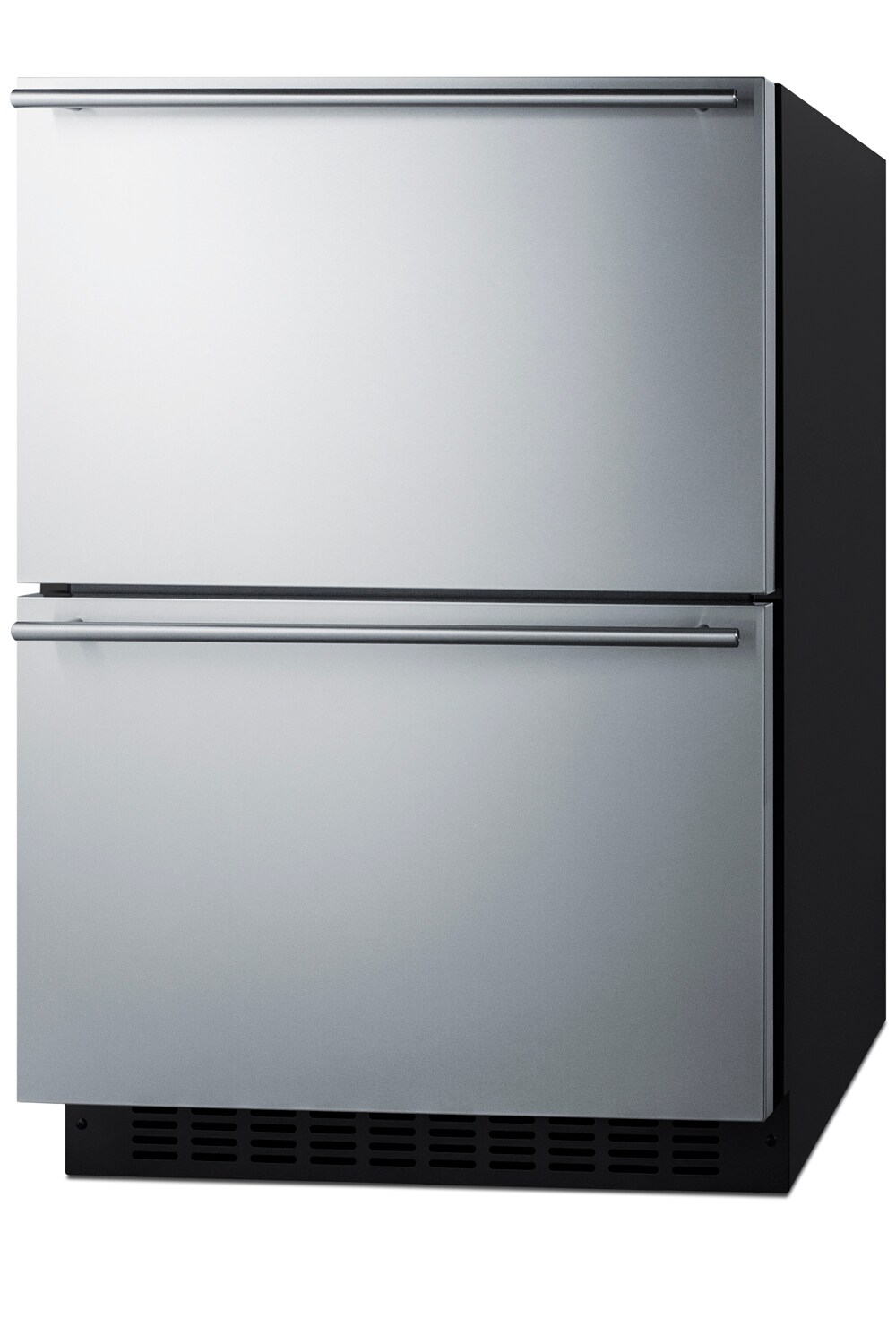 Refrigerador empotrable o independiente de 24 pulgadas con 2 cajones (frontal de acero inoxidable listo para panel/negro) ADRF244 de Summit Appliance