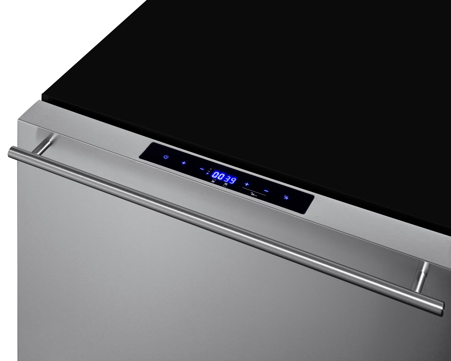 Refrigerador empotrable o independiente de 24 pulgadas con 2 cajones (frontal de acero inoxidable listo para panel/negro) ADRF244 de Summit Appliance