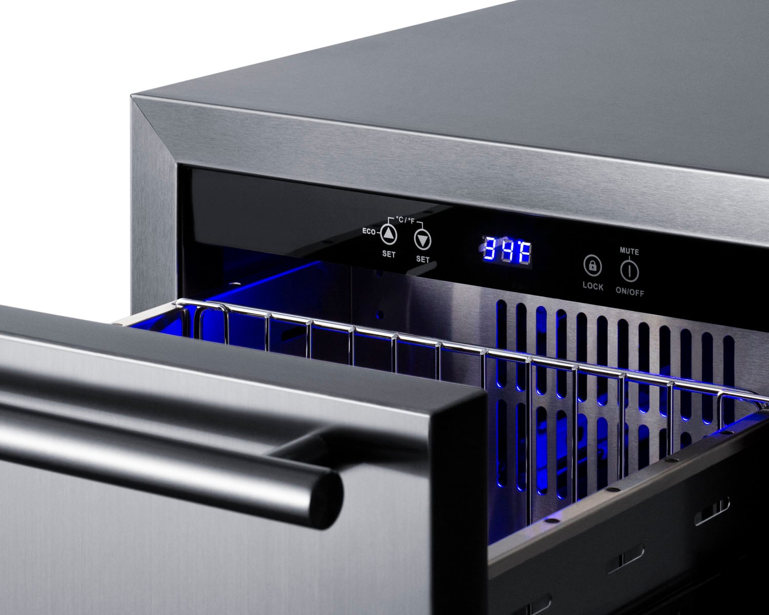 Refrigerador de cajón empotrable/autónomo de 18 pulgadas con 2 cajones de Summit Appliance (Acero inoxidable) FF182D