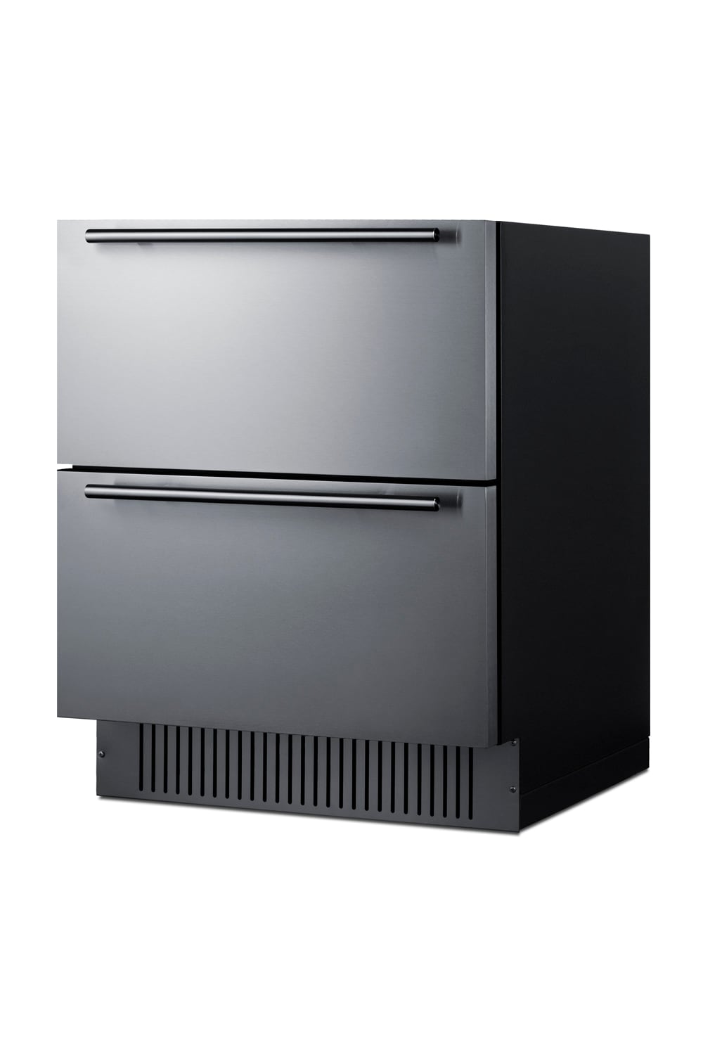 Refrigerador de Cajón Empotrable/Independiente de 27 pulgadas con 2 cajones de Summit Appliance (frente de acero inoxidable listo para panel/negro) SPR275OS2D