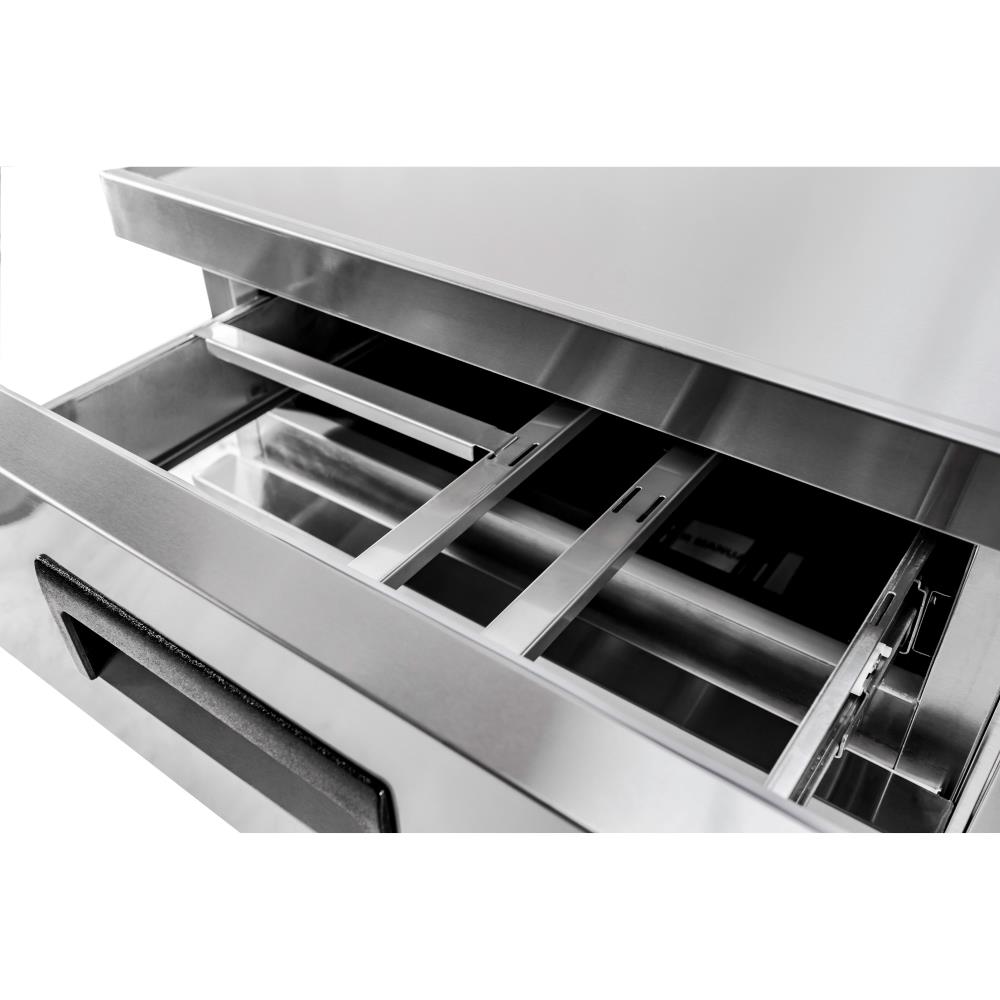 Refrigerador con 2 cajones independientes de acero inoxidable de 36.5 pulgadas de altura