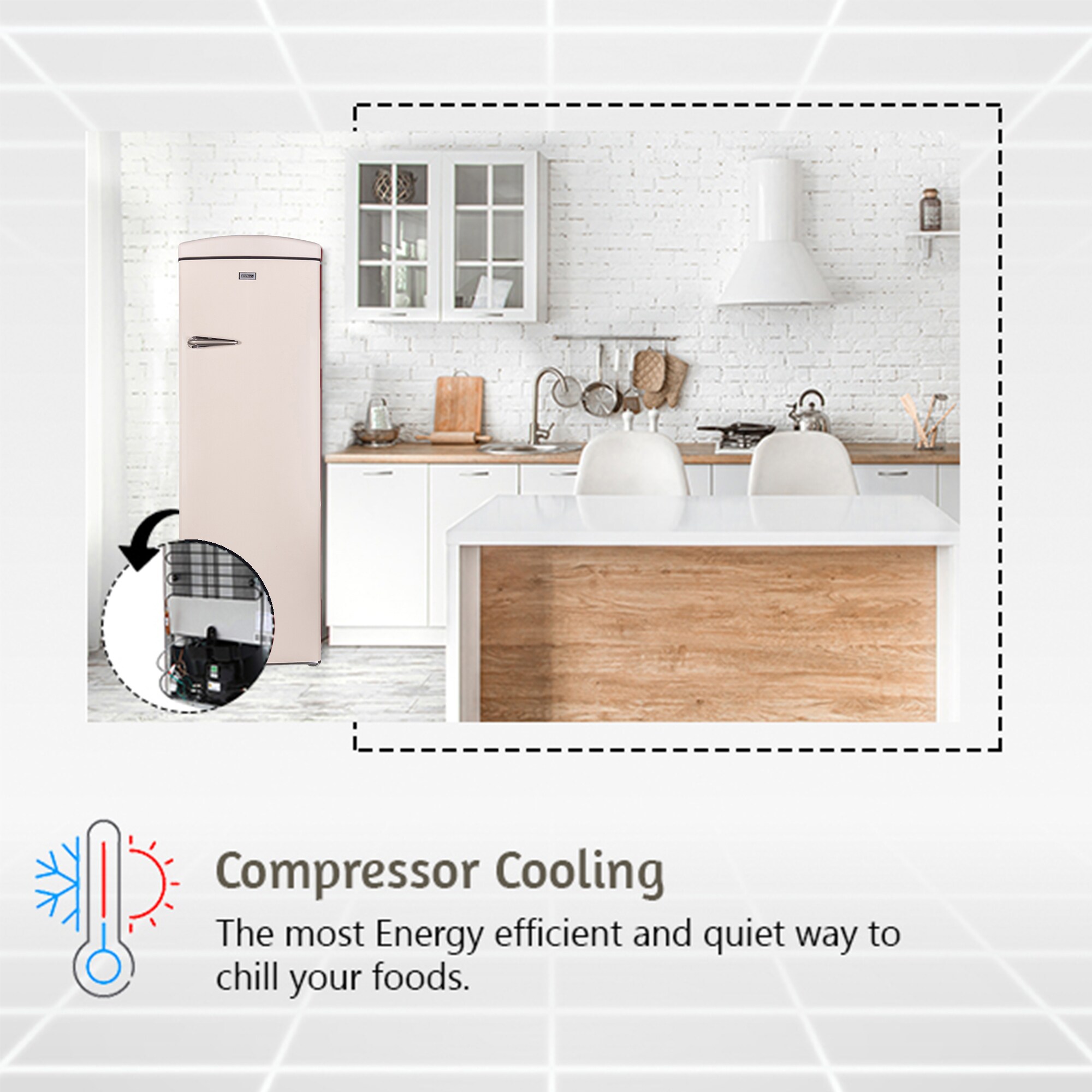 Refrigerador sin congelador de 11.12 pies cúbicos (Crema) RR 1100 C de Equator Advanced Appliances