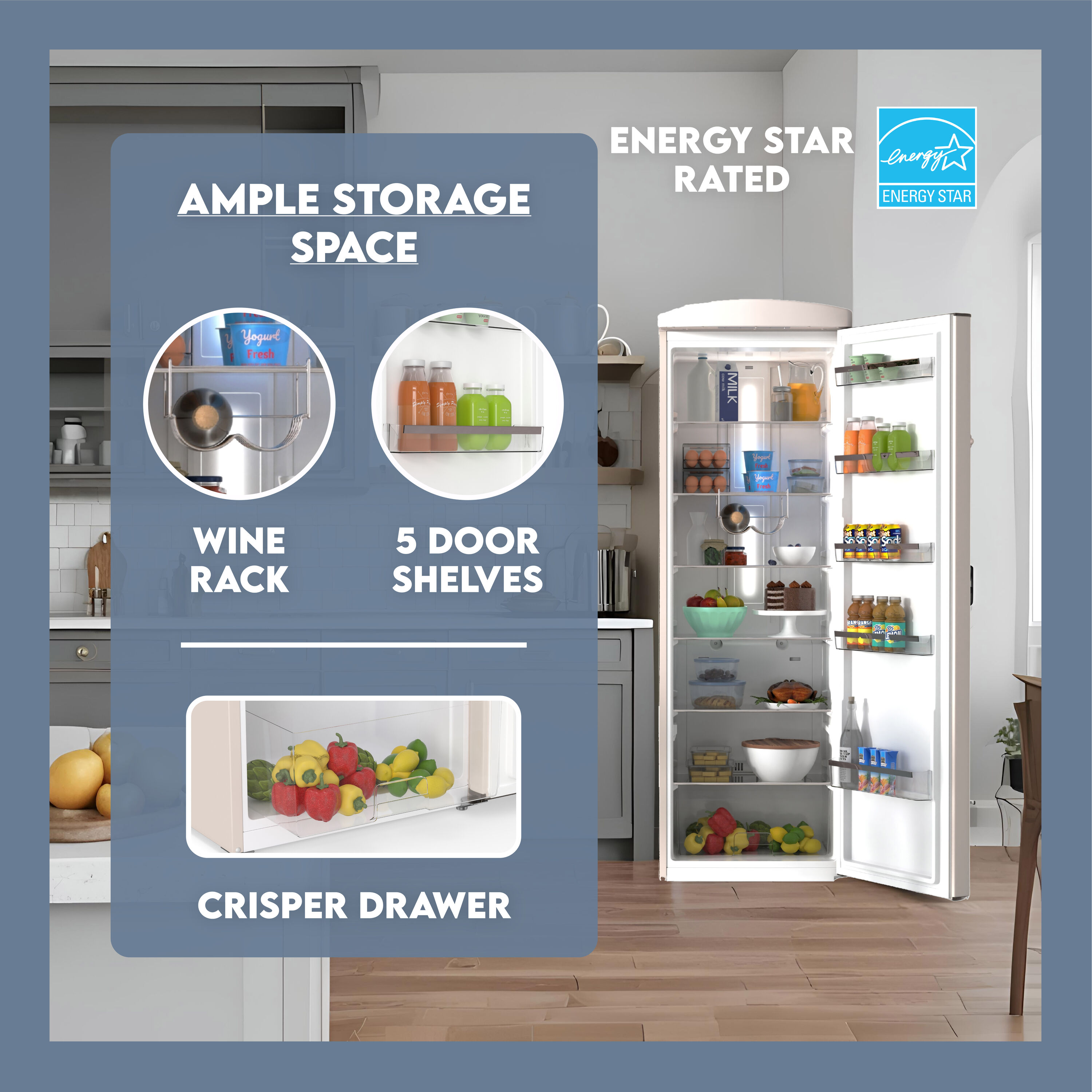 Refrigerador sin congelador de 11.12 pies cúbicos (Crema) RR 1100 C de Equator Advanced Appliances