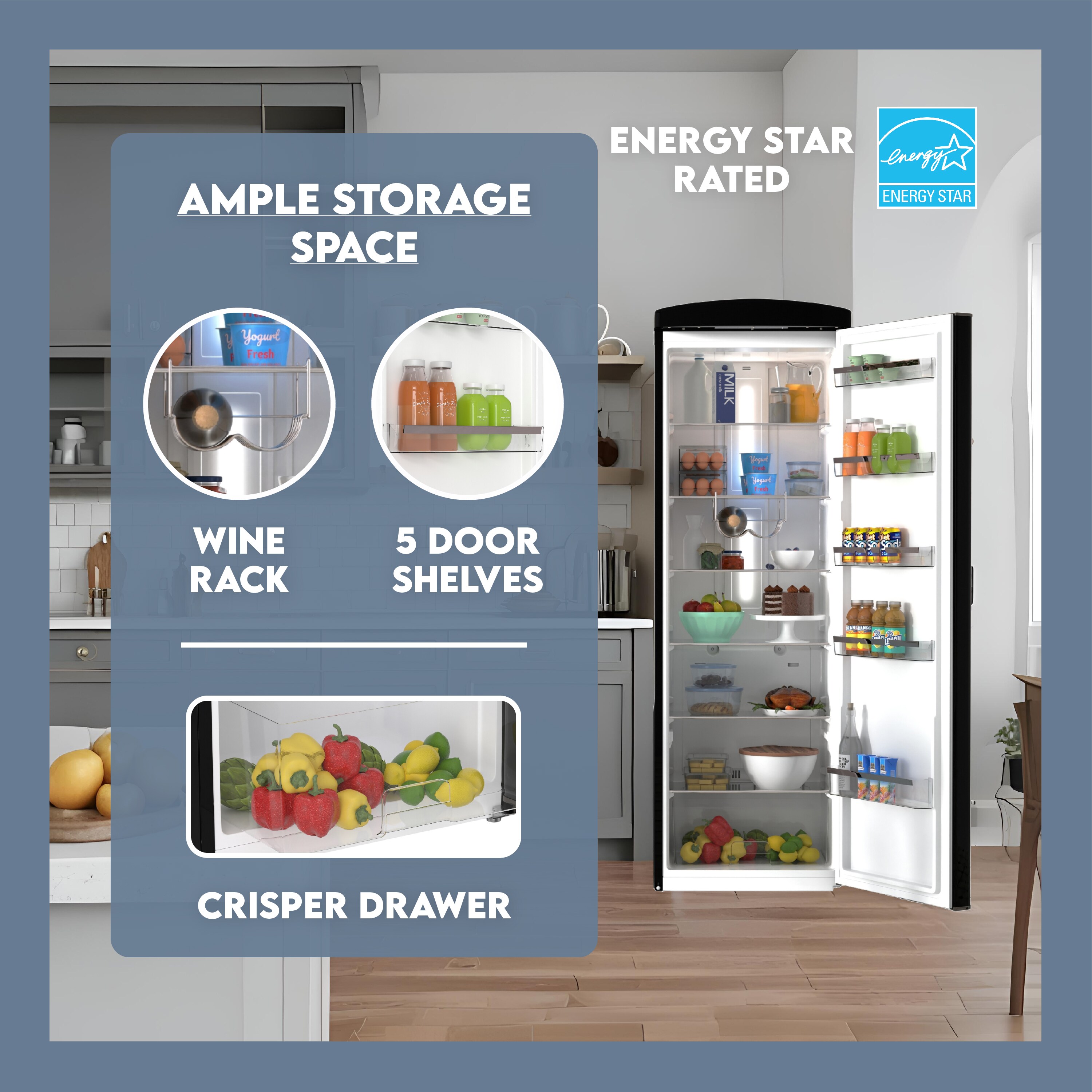Refrigerador sin congelador de 11.12 pies cúbicos (Negro) RR 1100 B