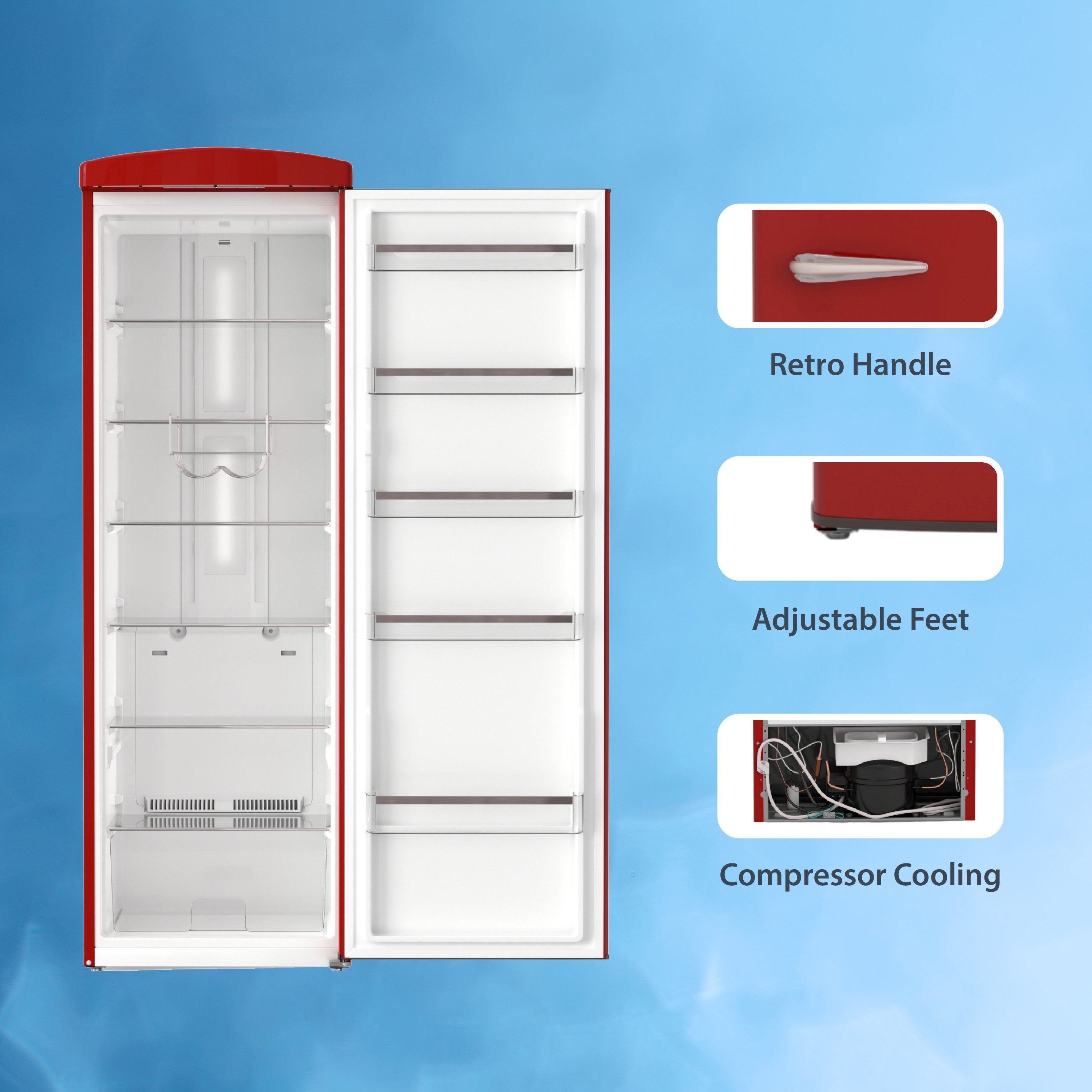 Refrigerador sin congelador de 11.12 pies cúbicos (Rojo) RR 1100 R