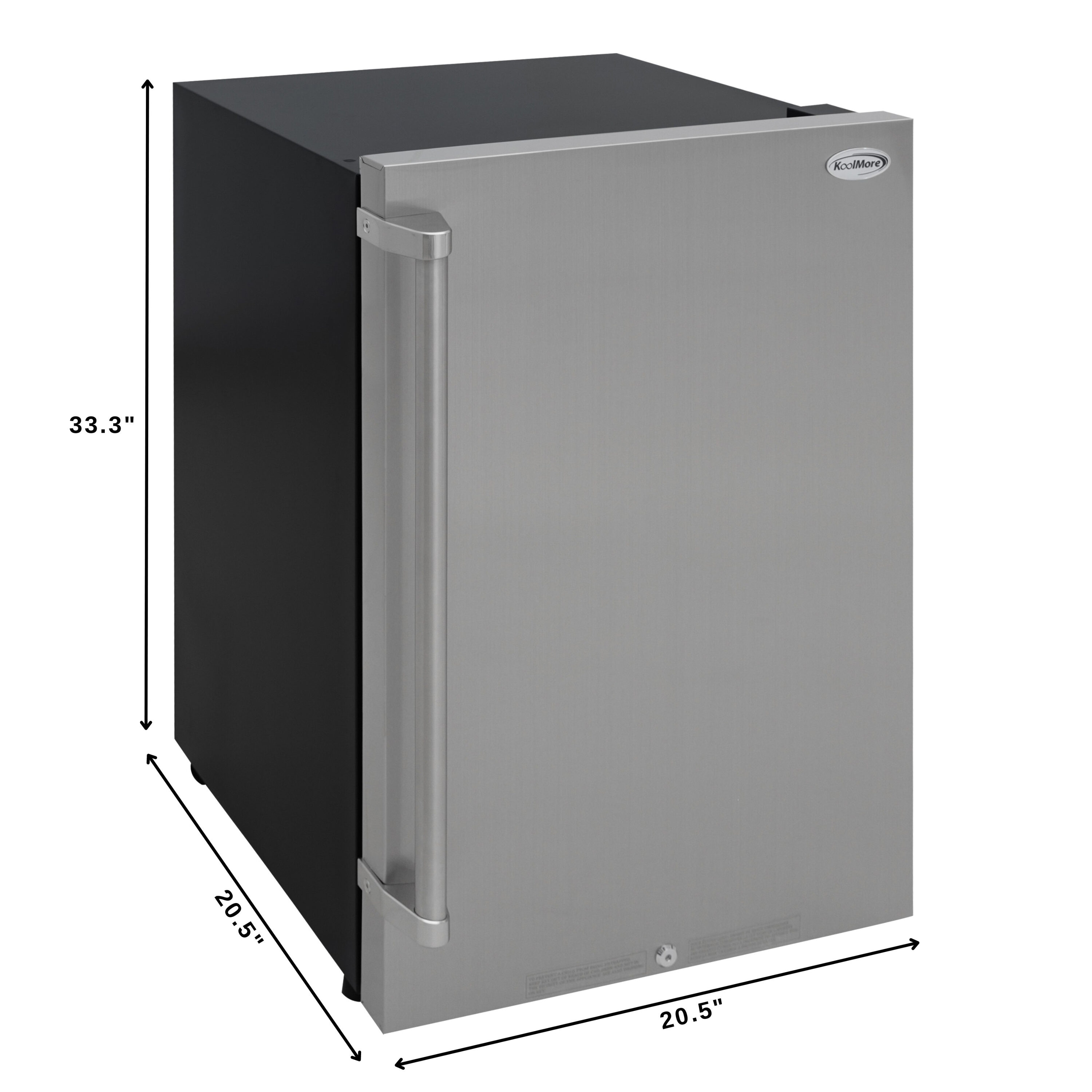 Refrigerador sin congelador para garaje listo de acero inoxidable de 4.4 pies cúbicos KoolMore OCR-44SS