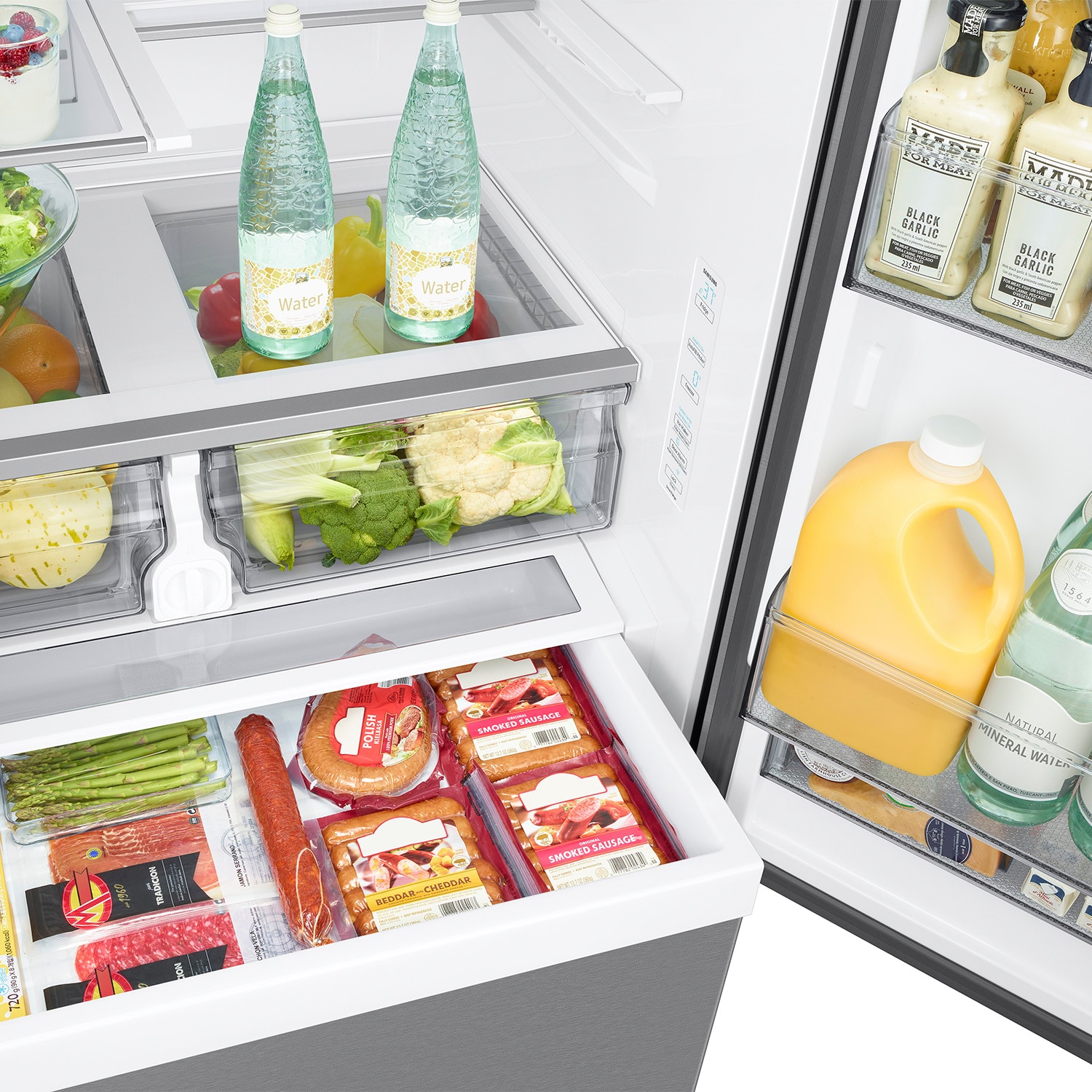 Refrigerador Samsung de Puertas Francesas con Capacidad de 31.5 pies cúbicos y Hielera Doble con Dispensador de Agua (Acero Inoxidable Resistente a las Huellas Dactilares) Certificado ENERGY STAR RF32CG5300SR