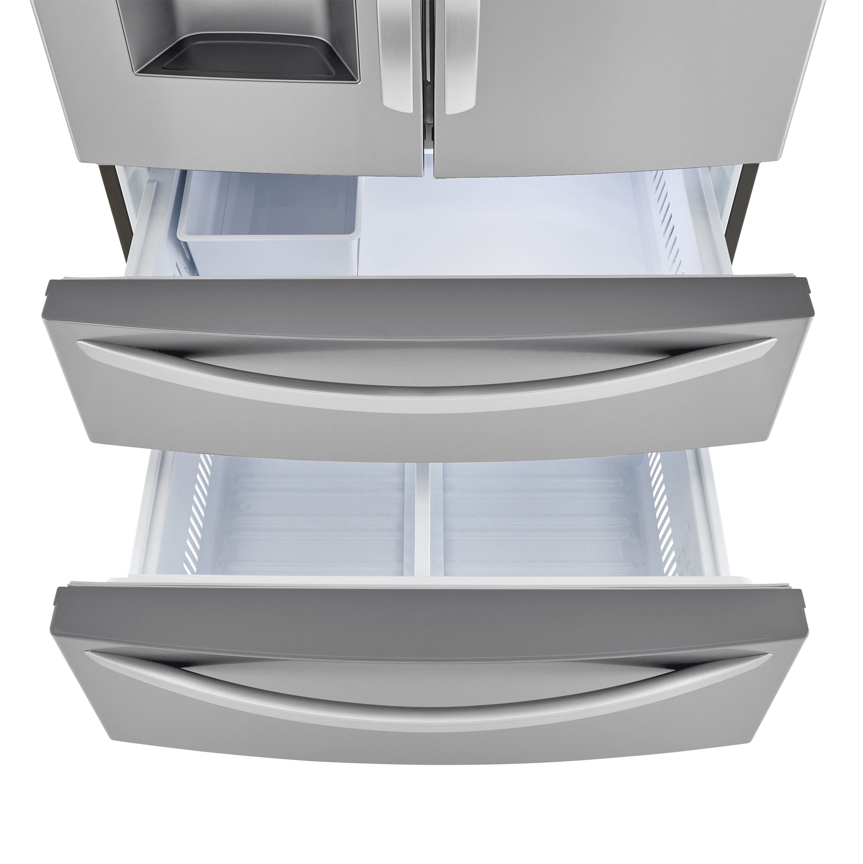 Refrigerador francés de 4 puertas con fabricador doble de hielo y dispensador de agua y hielo - LG con tecnología WiFi inteligente y hielo artesanal de profundidad estándar de 27.8 pies cúbicos con certificación ENERGY STAR (Acero inoxidable a prueba de manchas PrintProof) LRMXS2806S