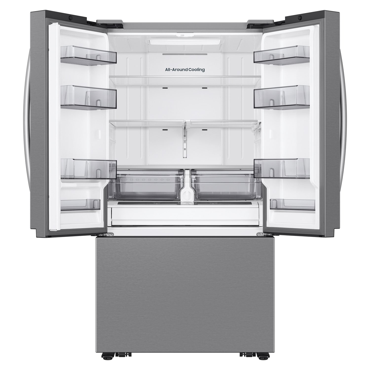 Refrigerador de Puertas Francesas con Capacidad Máxima de 31.5 pies cúbicos y Profundidad Estándar Samsung con Doble Fabricador de Hielo (Acero Inoxidable Resistente a las Huellas Dactilares) Compatible con Tecnología Inteligente, Certificado por ENERGY STAR RF32CG5100SR