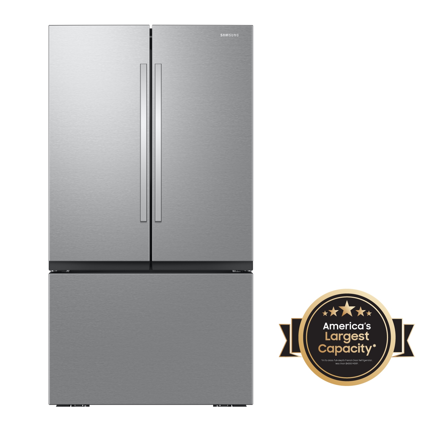 Refrigerador de Puertas Francesas con Capacidad Máxima de 31.5 pies cúbicos y Profundidad Estándar Samsung con Doble Fabricador de Hielo (Acero Inoxidable Resistente a las Huellas Dactilares) Compatible con Tecnología Inteligente, Certificado por ENERGY STAR RF32CG5100SR