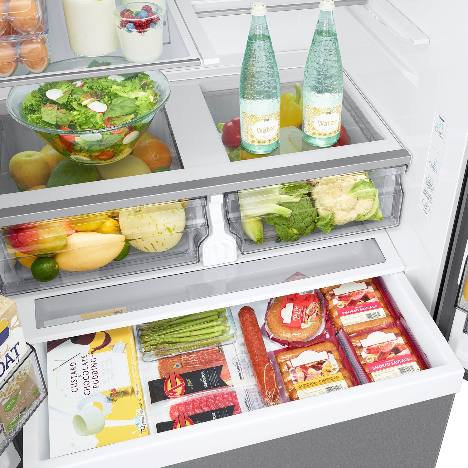 Refrigerador de Puertas Francesas con Capacidad Máxima de 31.5 pies cúbicos y Profundidad Estándar Samsung con Doble Fabricador de Hielo (Acero Inoxidable Resistente a las Huellas Dactilares) Compatible con Tecnología Inteligente, Certificado por ENERGY STAR RF32CG5100SR