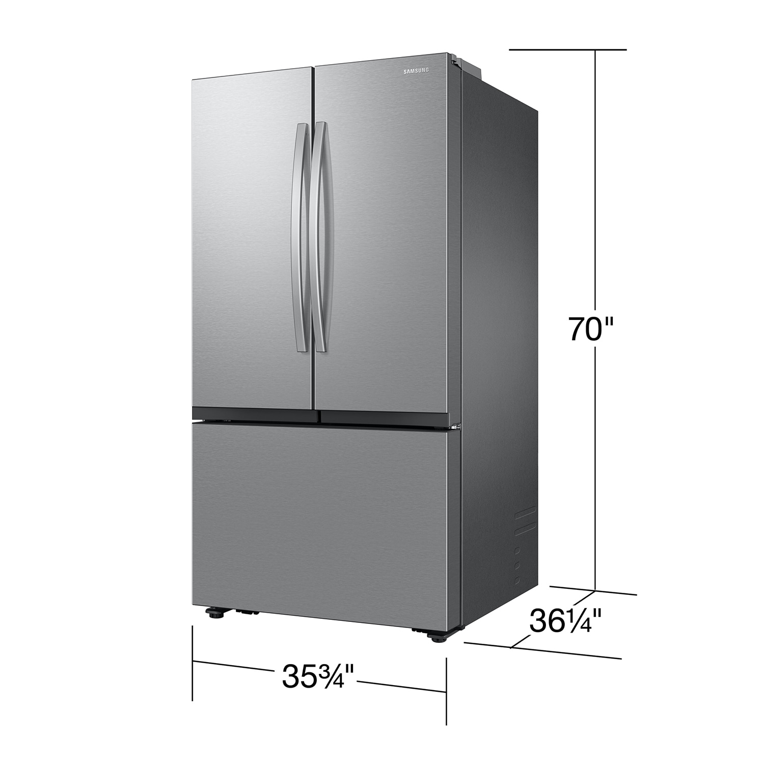 Refrigerador de Puertas Francesas con Capacidad Máxima de 31.5 pies cúbicos y Profundidad Estándar Samsung con Doble Fabricador de Hielo (Acero Inoxidable Resistente a las Huellas Dactilares) Compatible con Tecnología Inteligente, Certificado por ENERGY STAR RF32CG5100SR