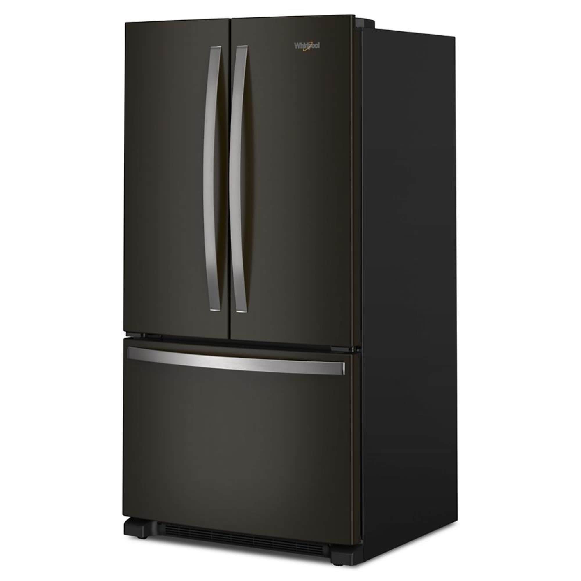 Refrigerador de Puertas Francesas de 3 Puertas con Hielera - Acero Inoxidable Negro Resistente a Huellas - Certificado ENERGY STAR - Whirlpool estándar de 25.2 pies cúbicos de profundidad