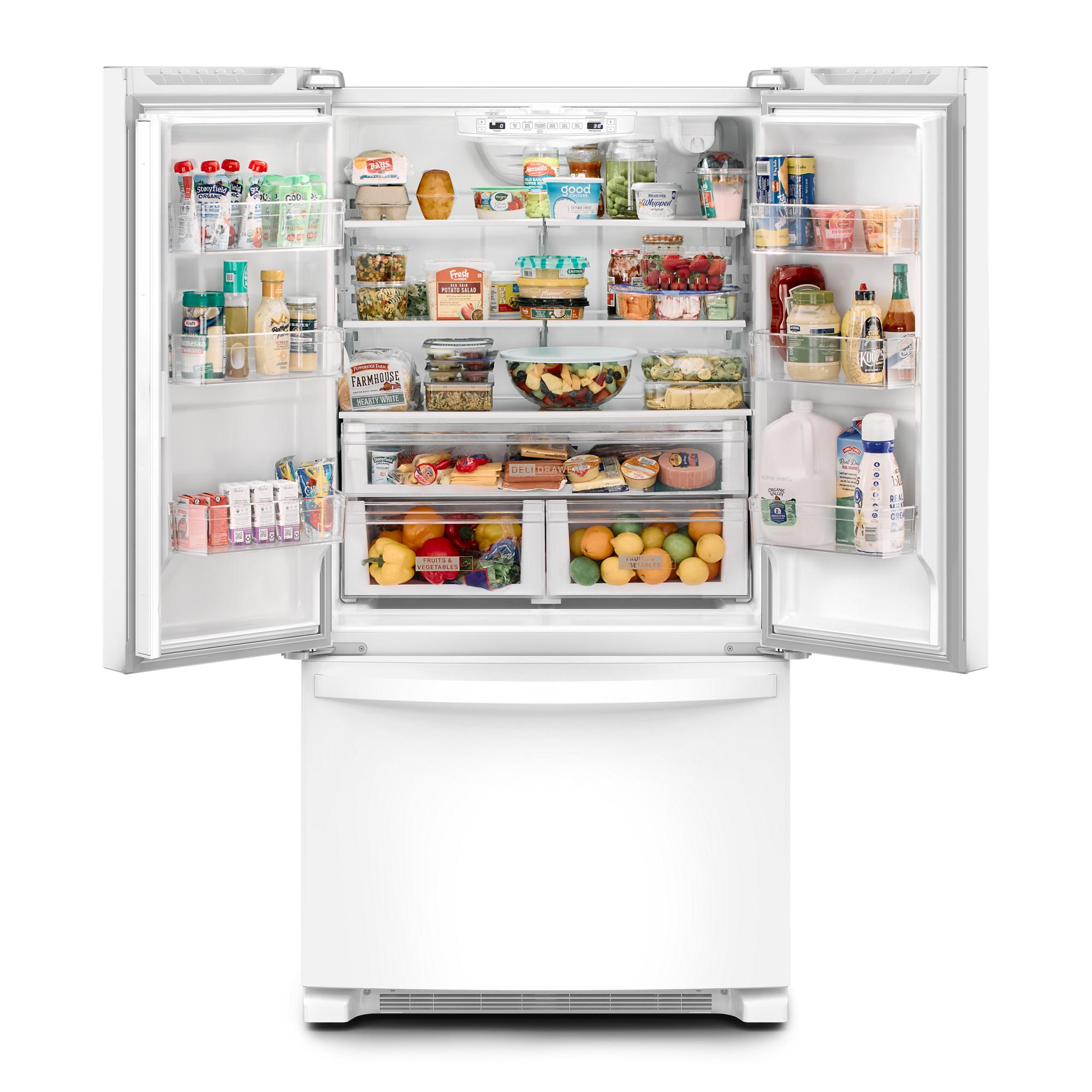 Refrigerador francés de 3 puertas Whirlpool de 25.2 pies cúbicos de profundidad estándar con fabricador de hielo (blanco) certificado por ENERGY STAR WRFF3236RW