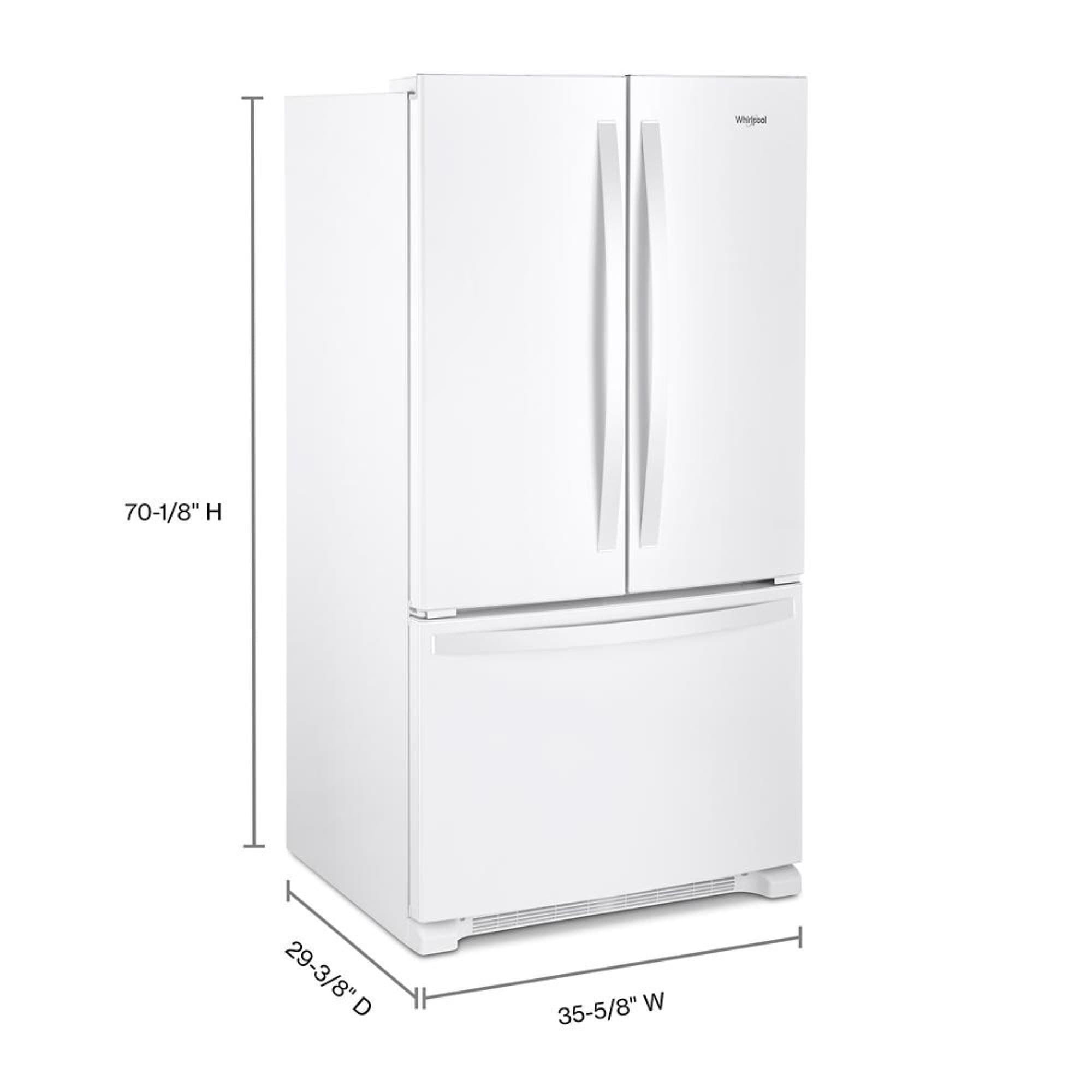 Refrigerador francés de 3 puertas Whirlpool de 25.2 pies cúbicos de profundidad estándar con fabricador de hielo (blanco) certificado por ENERGY STAR WRFF3236RW