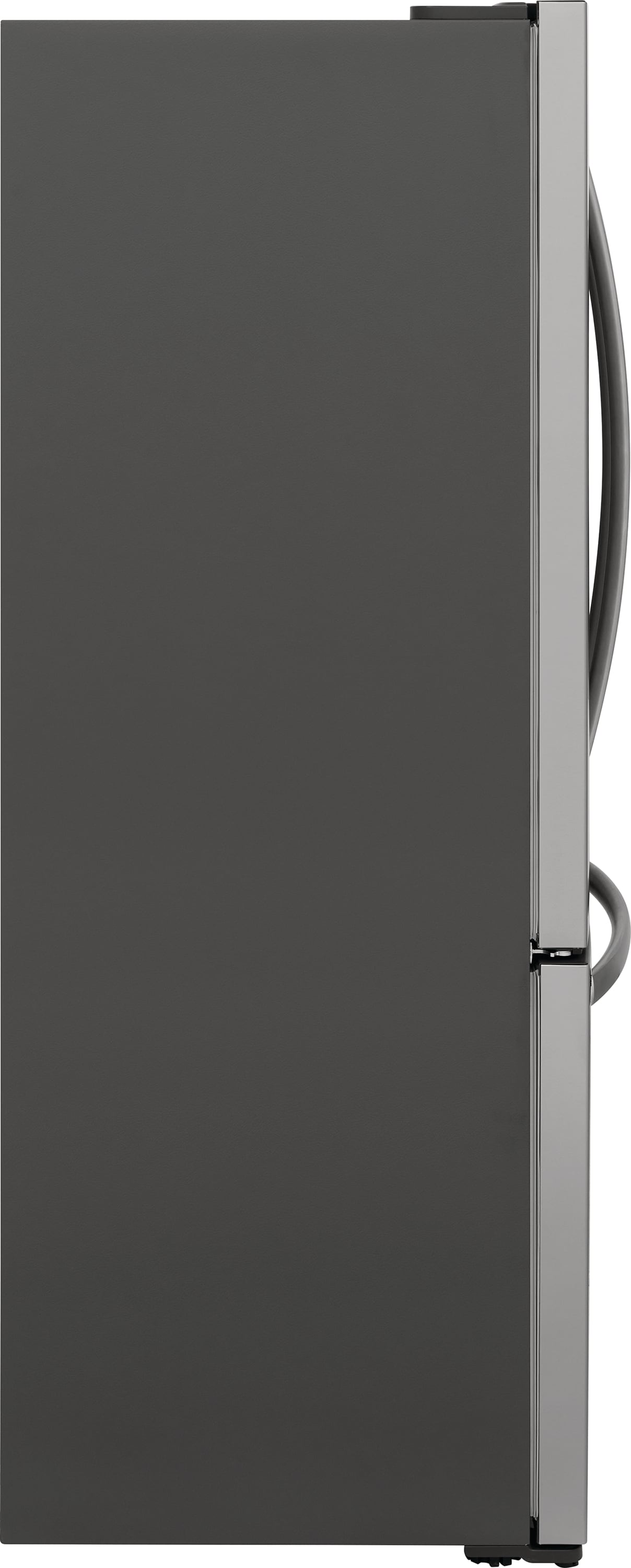 Refrigerador de puertas francesas de 3 puertas con fábrica de hielo y acabado en acero inoxidable resistente a las huellas dactilares, certificado ENERGY STAR y 17.6 pies cúbicos de profundidad de mostrador Frigidaire FRFG1723AV.