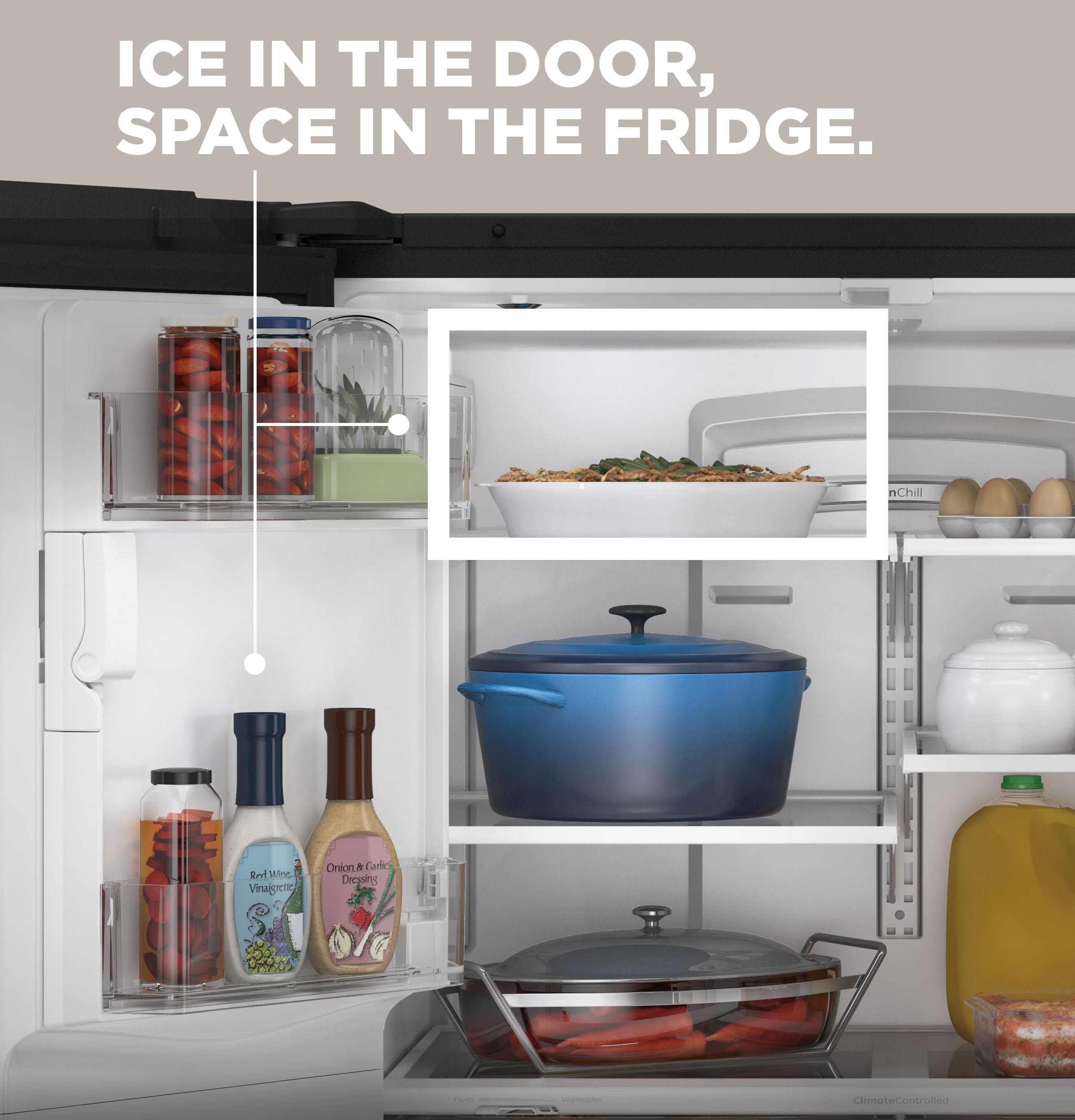 Refrigerador de Puerta Francesa de 3 Puertas de GE de 27.7 pies cúbicos de profundidad estándar con fabricador de hielo, dispensador de agua y hielo (Acero inoxidable) Certificado ENERGY STAR GFE28GYNFS