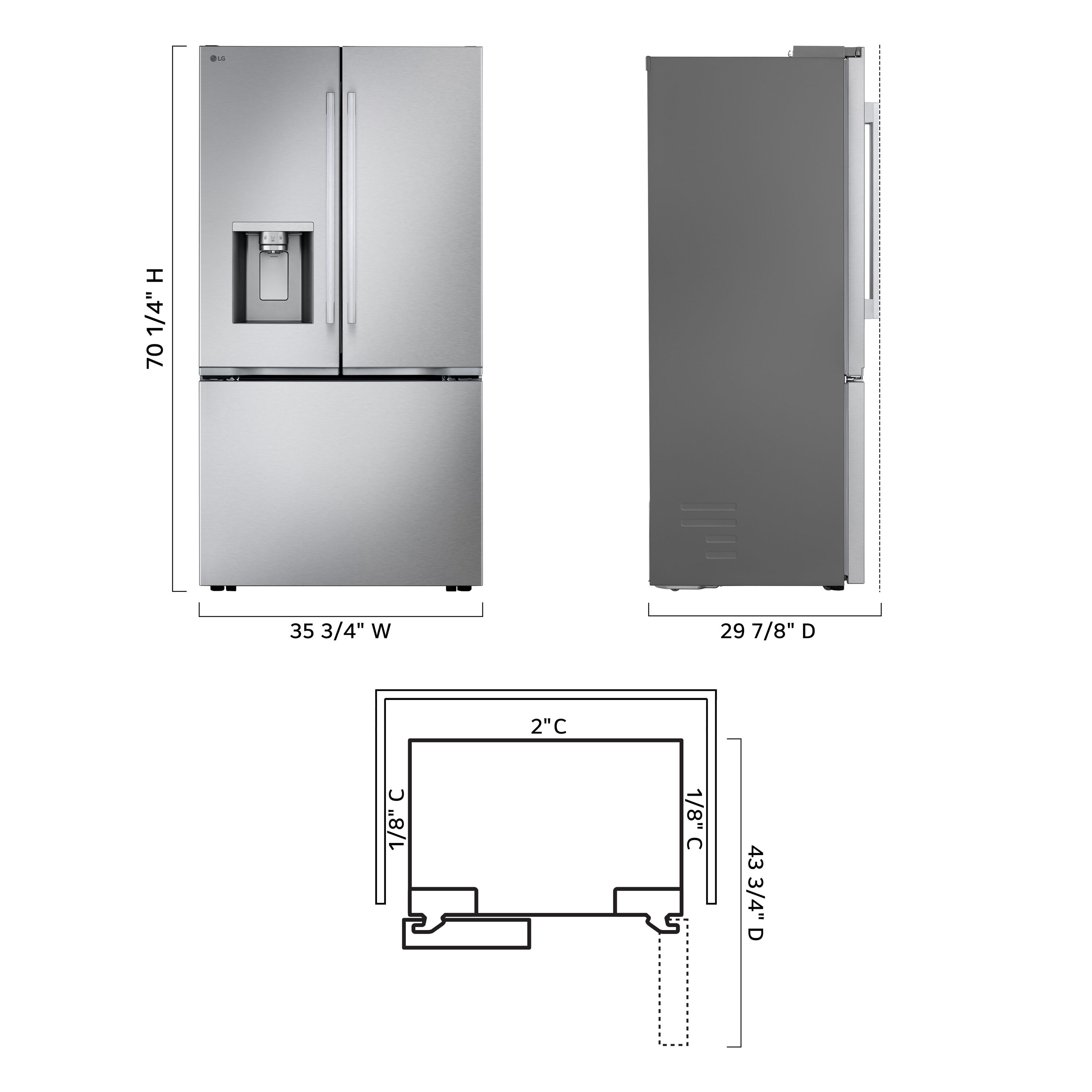 Refrigerador francés de puertas dobles inteligente compatible con Smart, con fabricador doble de hielo y dispensador de agua y hielo, 23.7 pies cúbicos sin saliente de profundidad de contador LG (acero inoxidable PrintProof) certificado ENERGY STAR LF24Z6530S