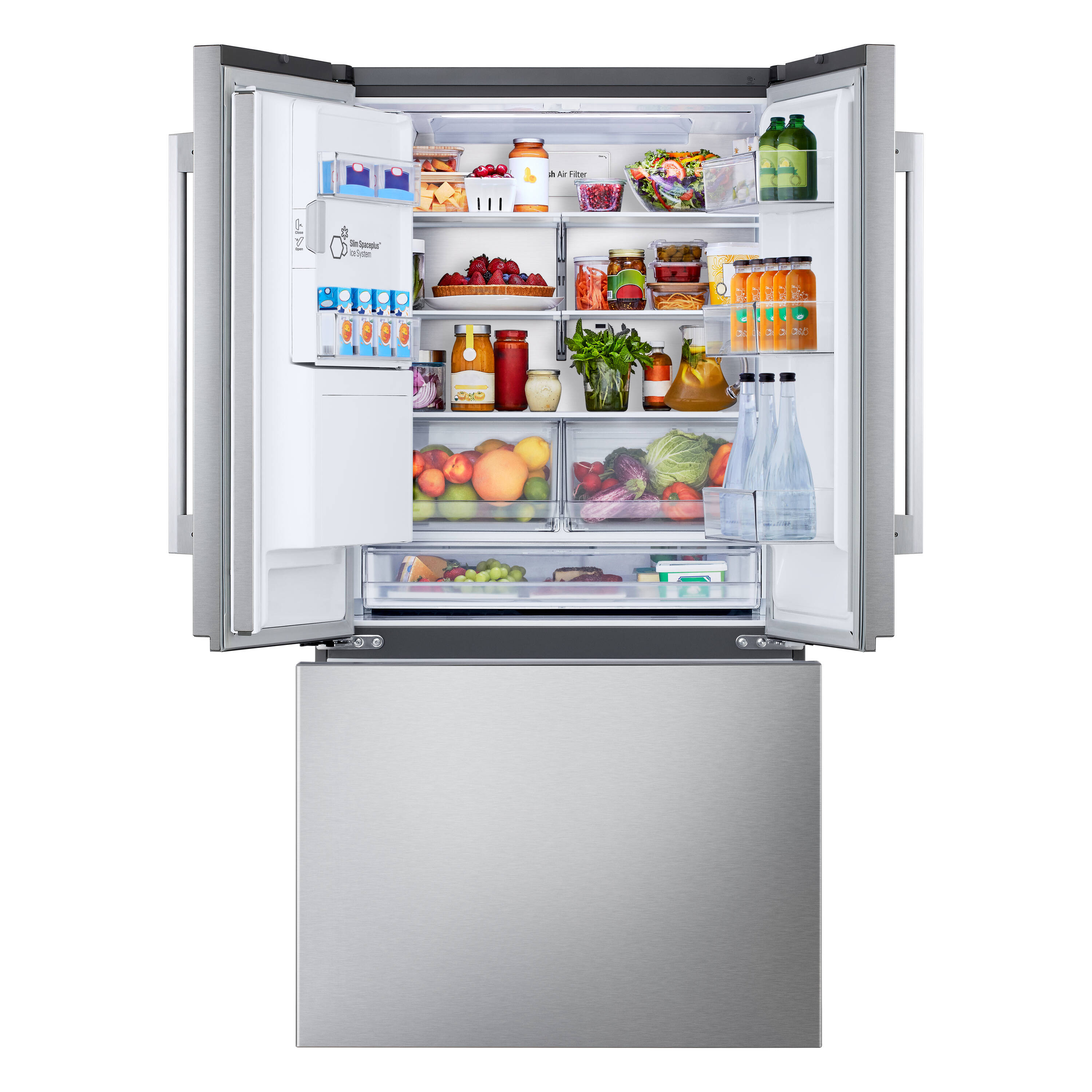 Refrigerador francés de puertas dobles inteligente compatible con Smart, con fabricador doble de hielo y dispensador de agua y hielo, 23.7 pies cúbicos sin saliente de profundidad de contador LG (acero inoxidable PrintProof) certificado ENERGY STAR LF24Z6530S